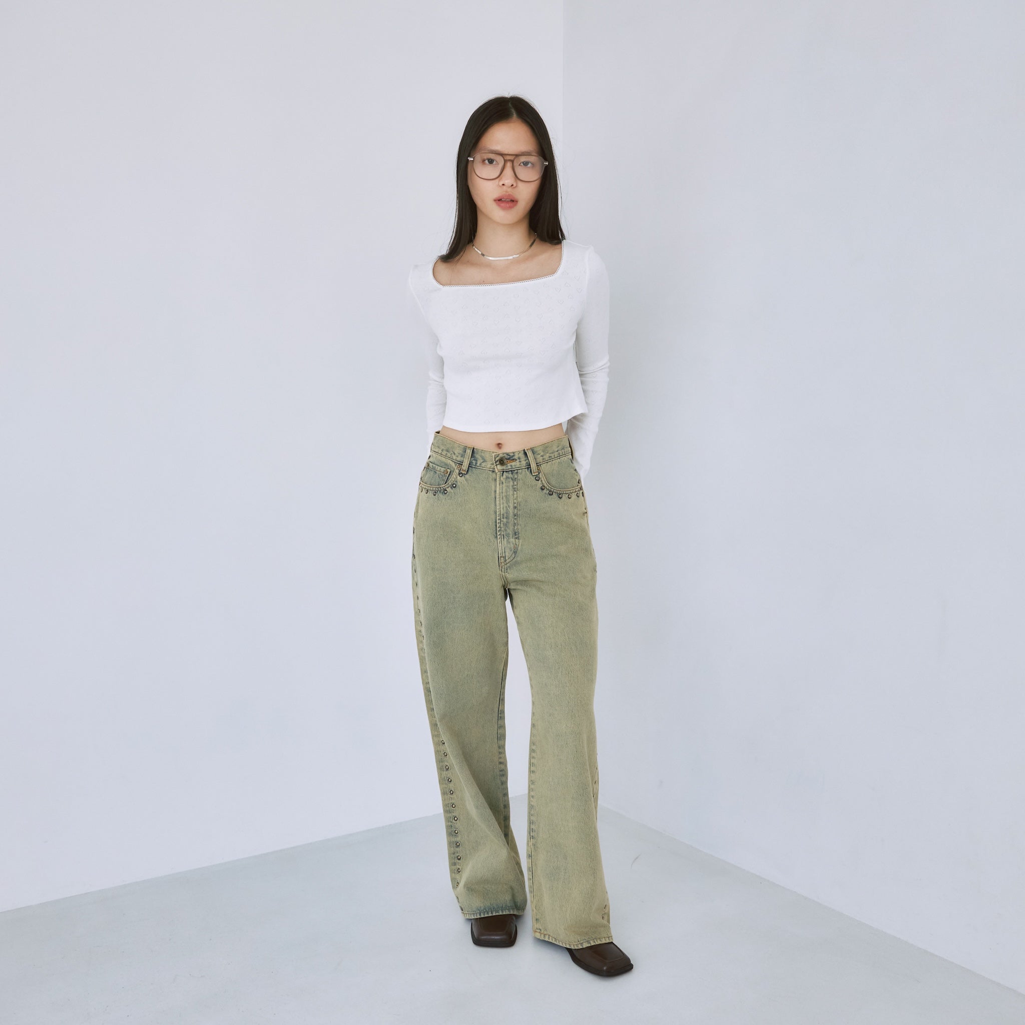 Heartlet square neckトップス