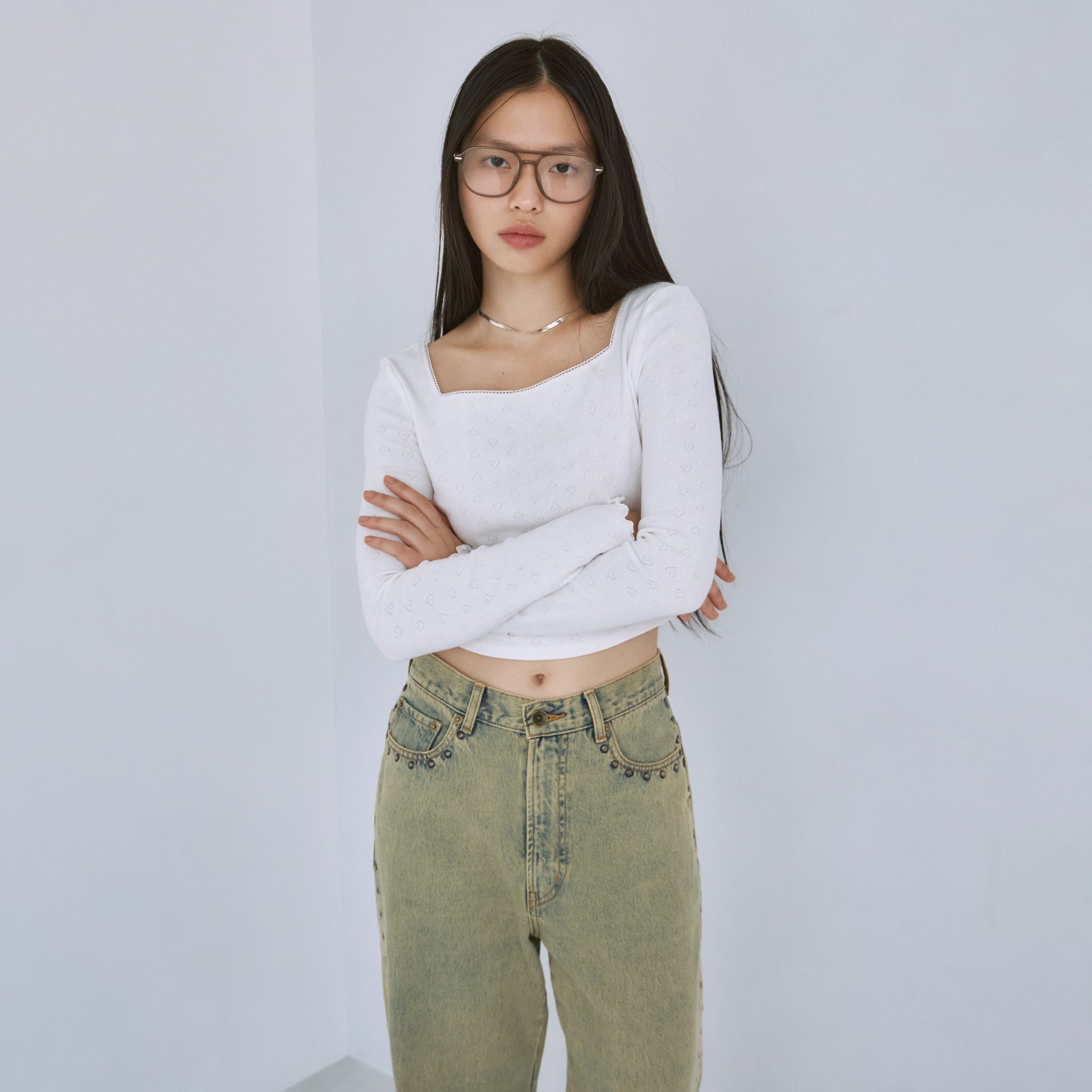 Heartlet square neckトップス