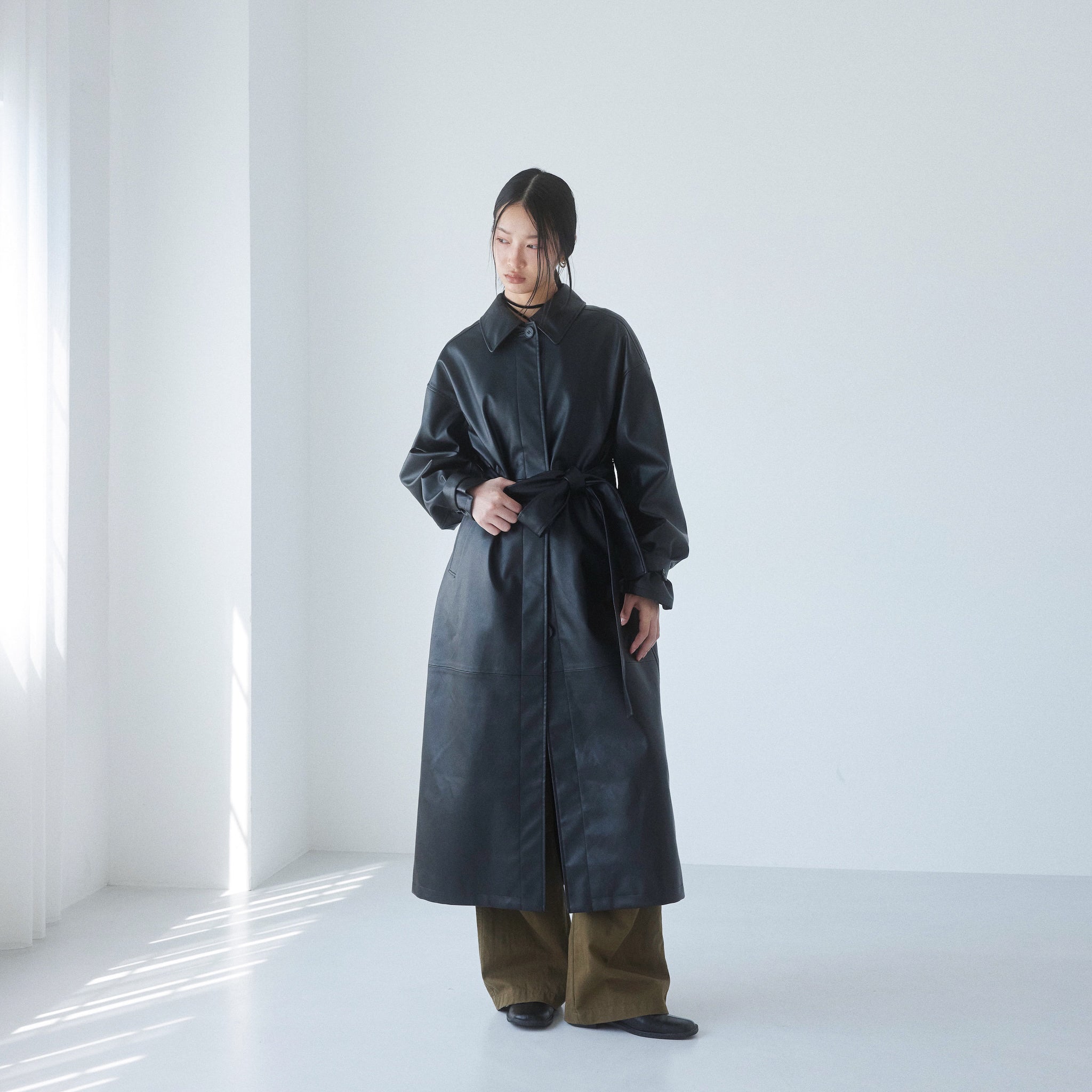 ECOレザーガウンロングコート