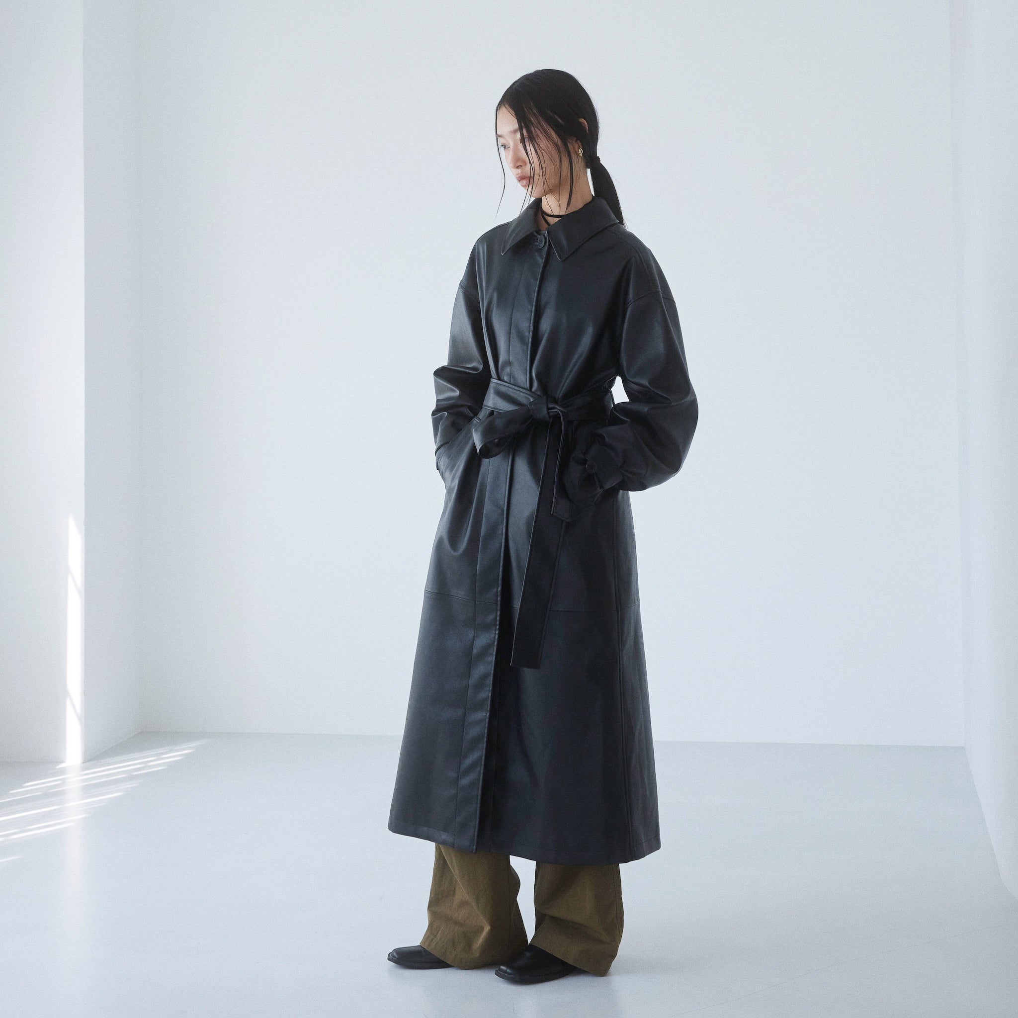 ECOレザーガウンロングコート