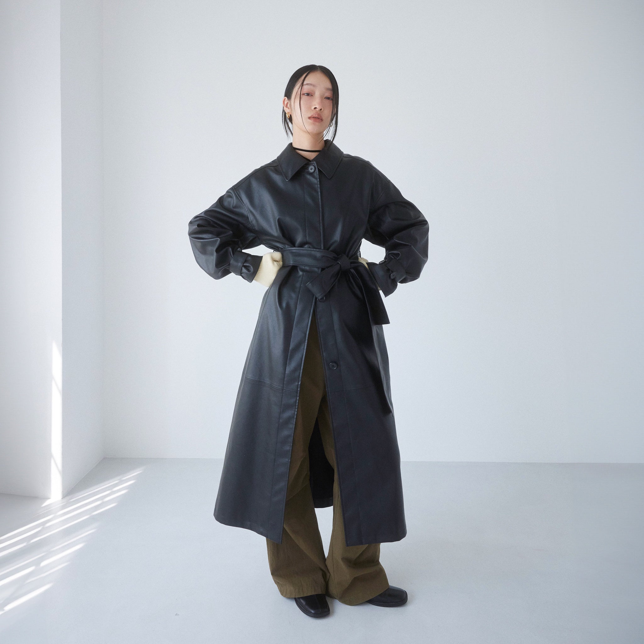 ECOレザーガウンロングコート