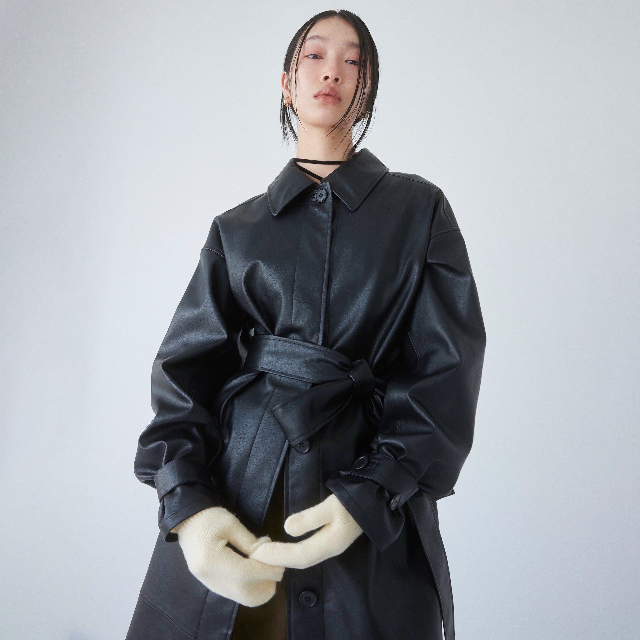 ECOレザーガウンロングコート