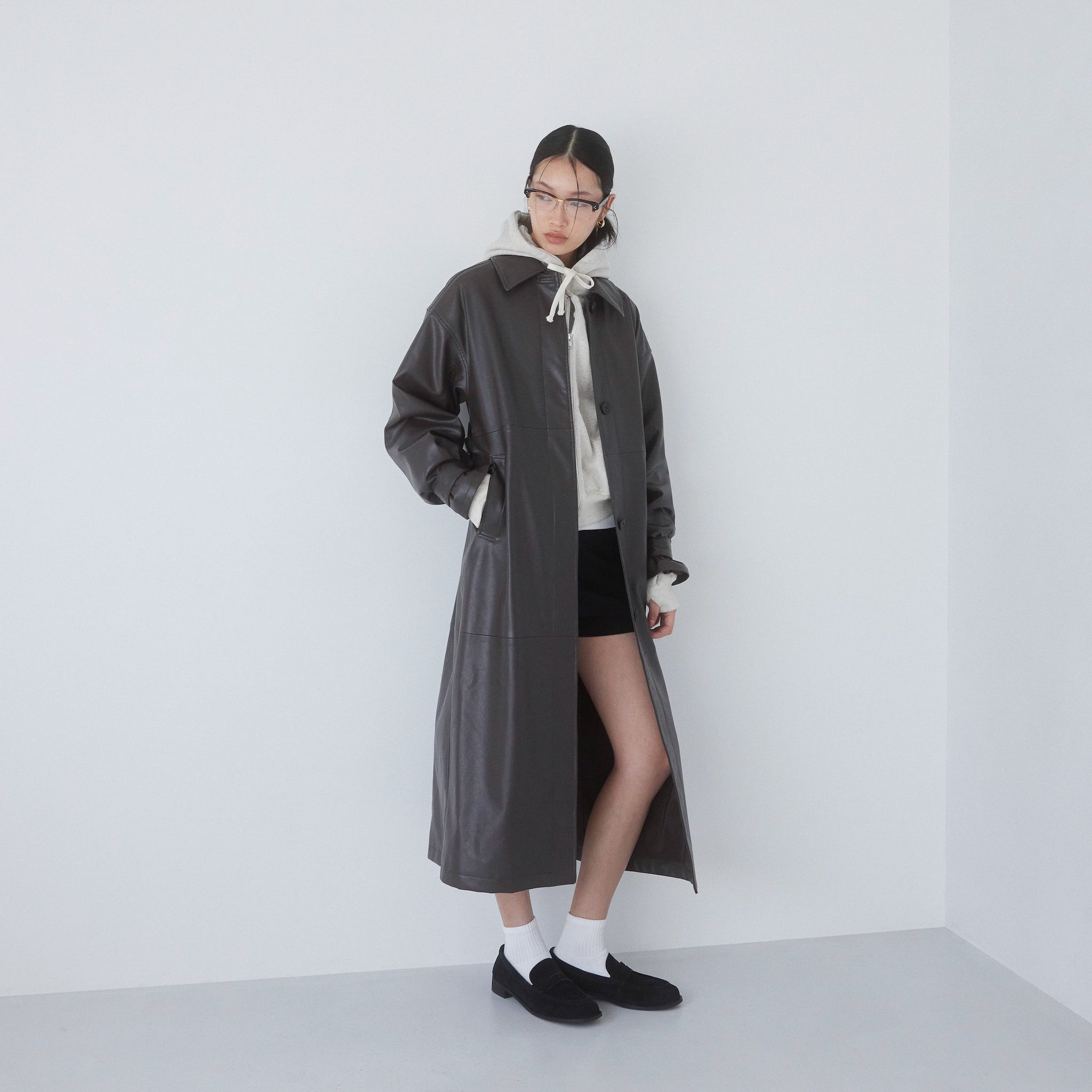 ECOレザーガウンロングコート