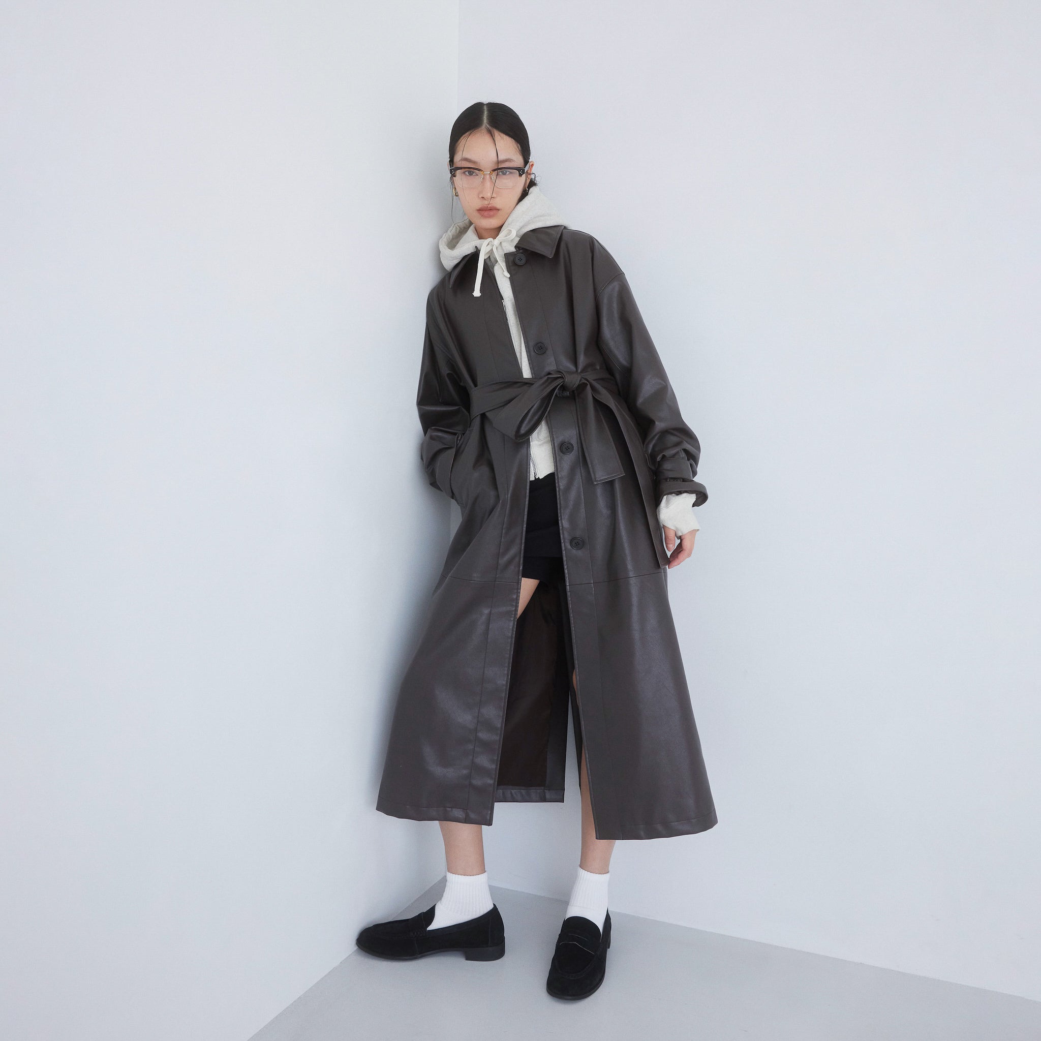 ECOレザーガウンロングコート