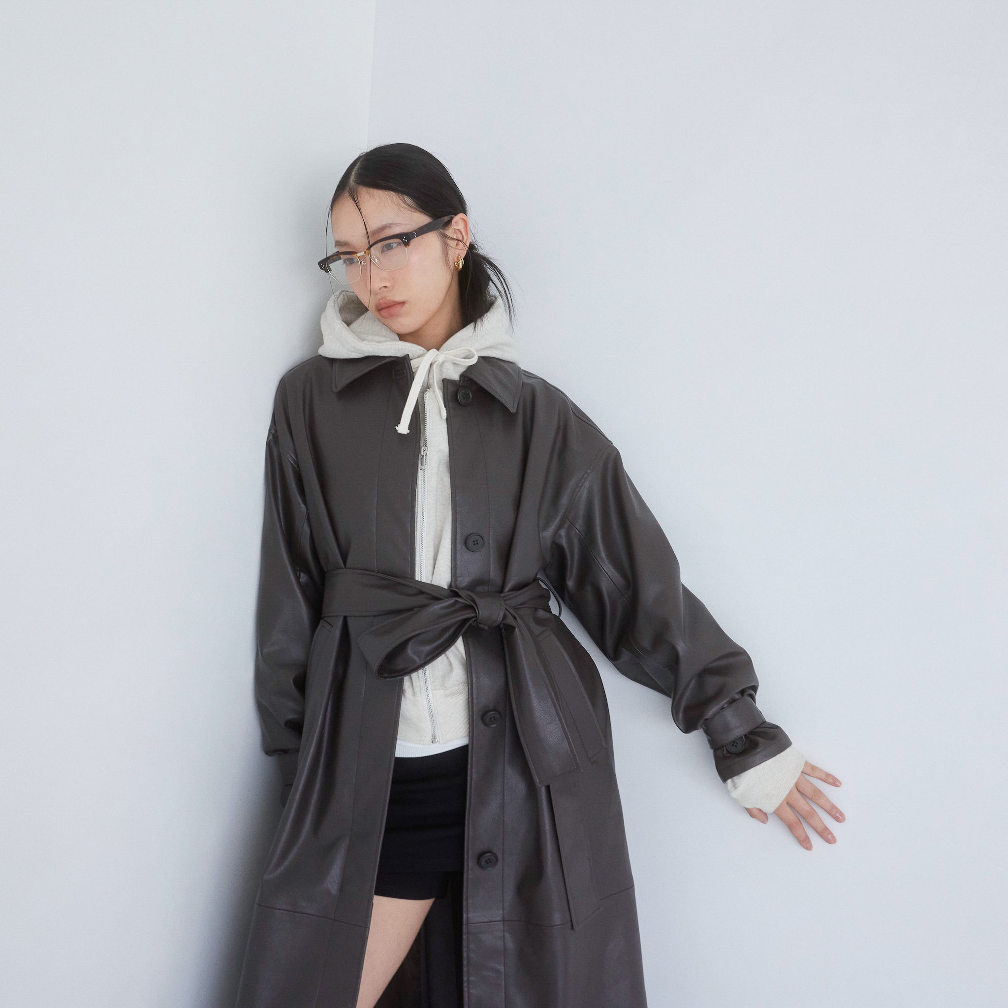 ECOレザーガウンロングコート