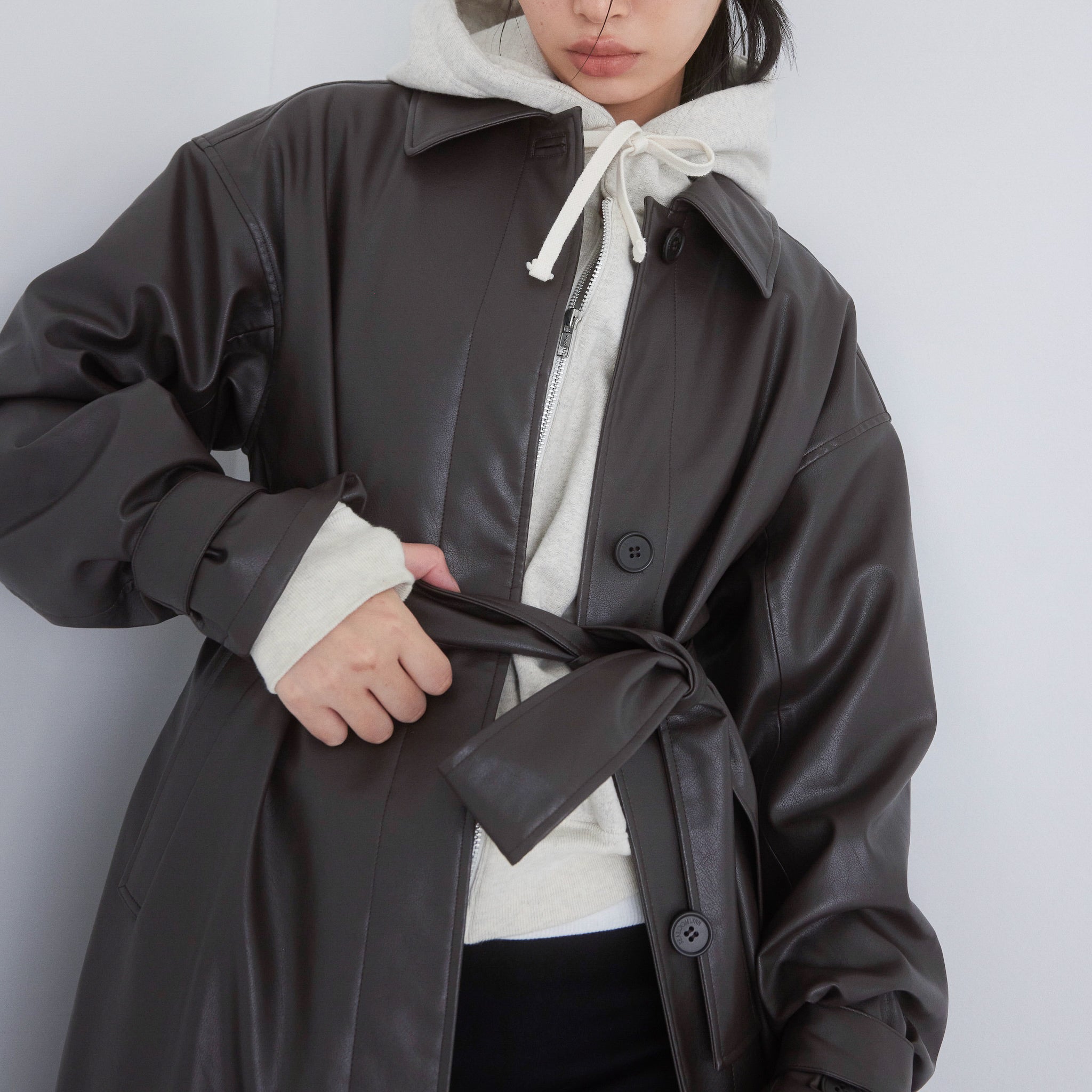 ECOレザーガウンロングコート