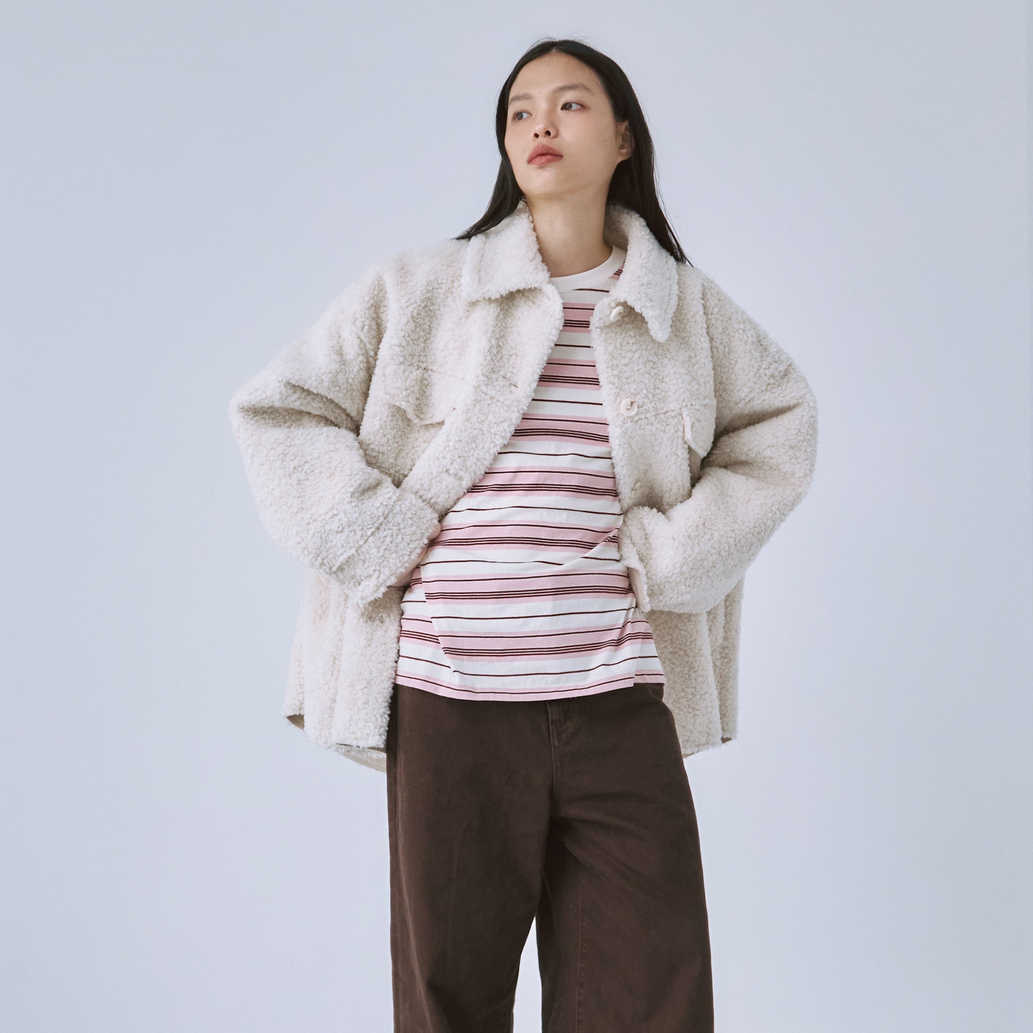 BOAスエードオーバーシャツジャケット