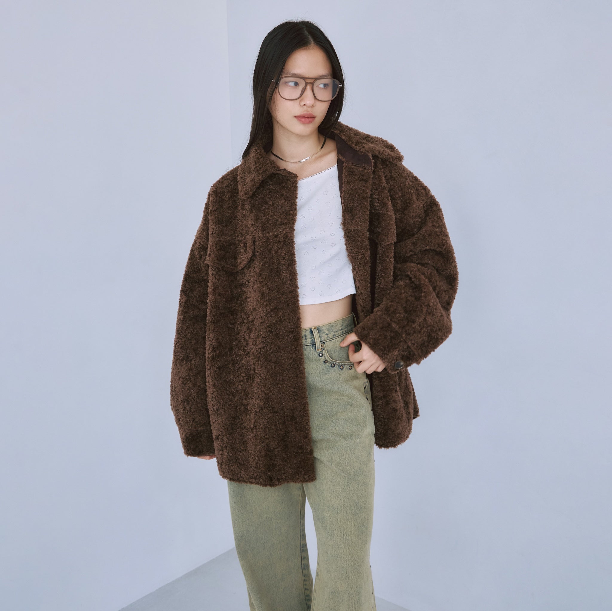 BOAスエードオーバーシャツジャケット