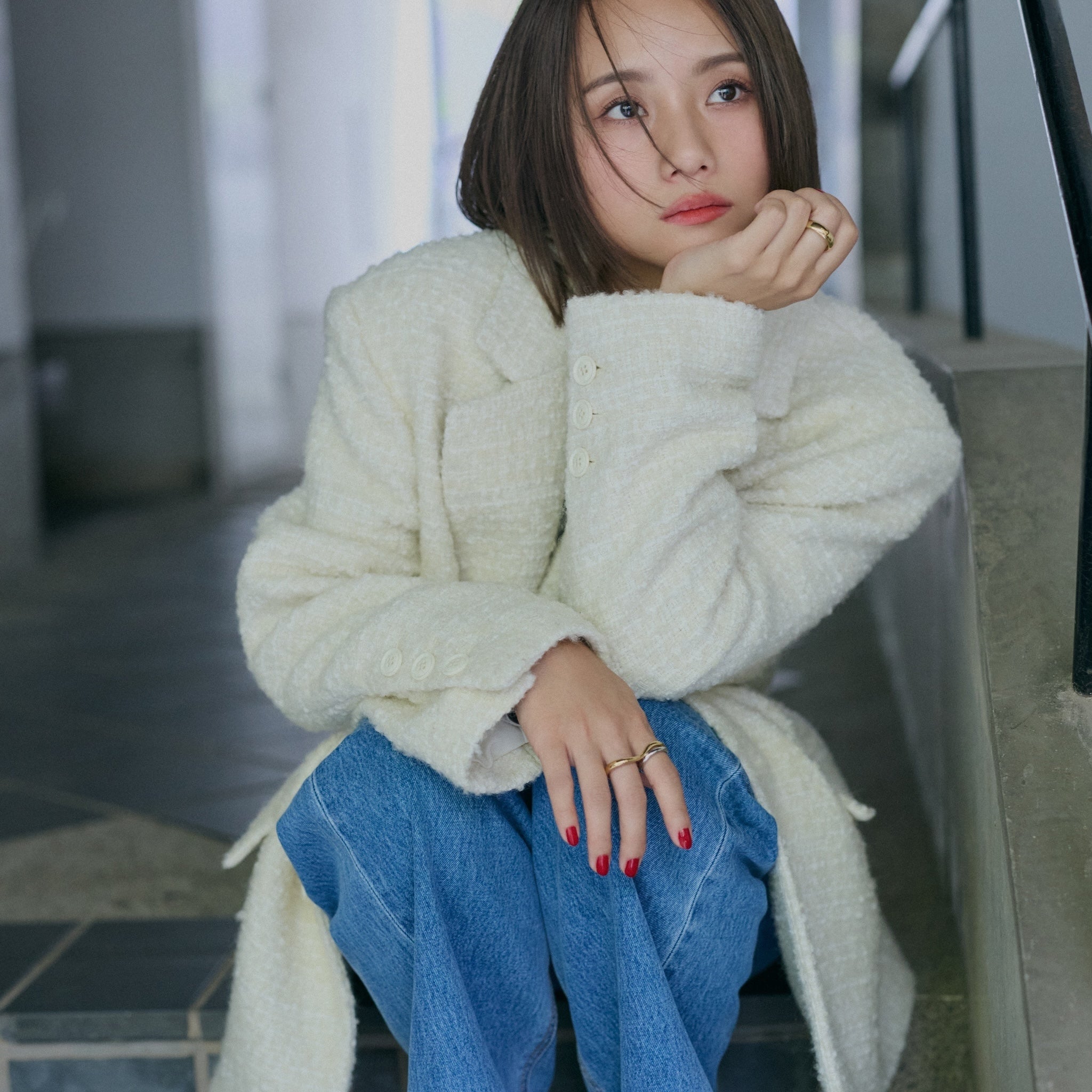 collab tweed over jacket