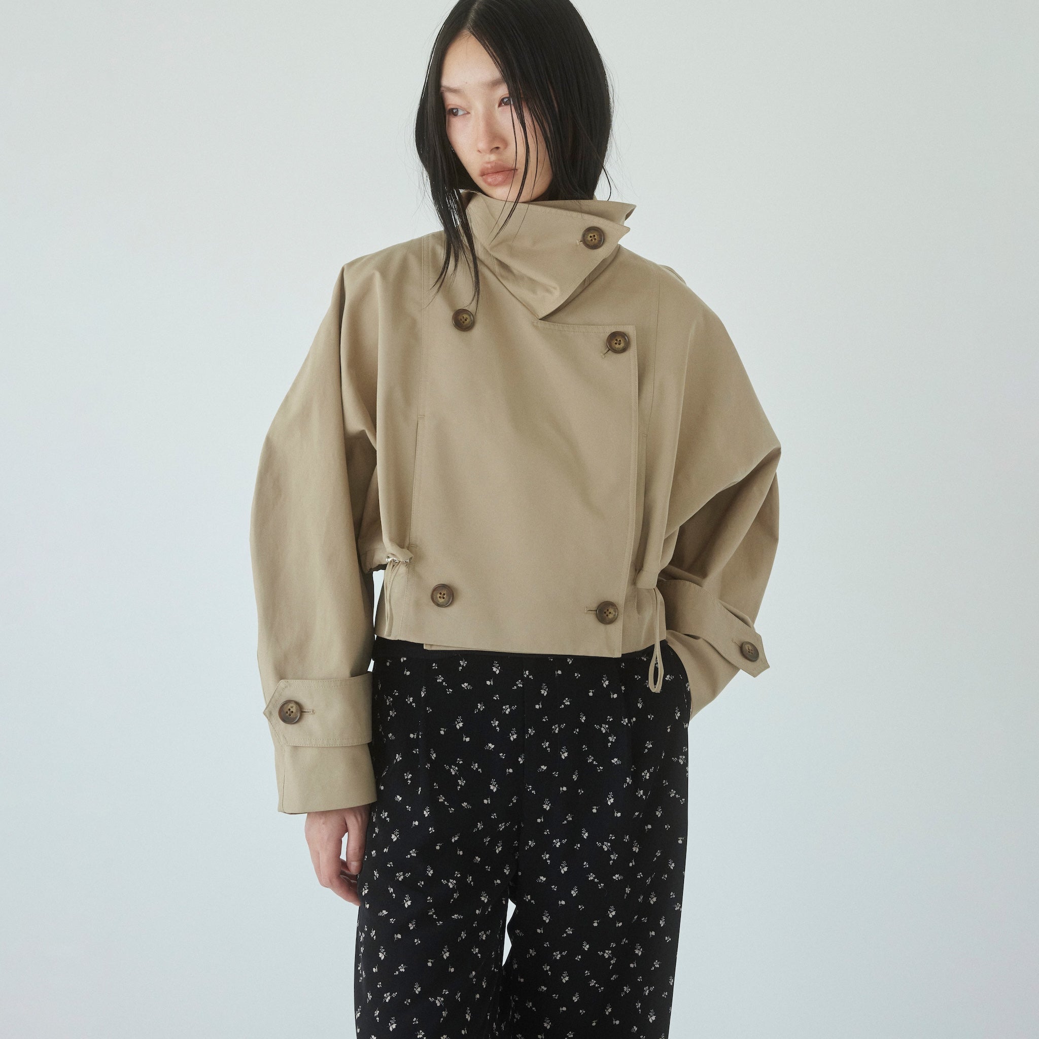 Multi collarショートトレンチコート