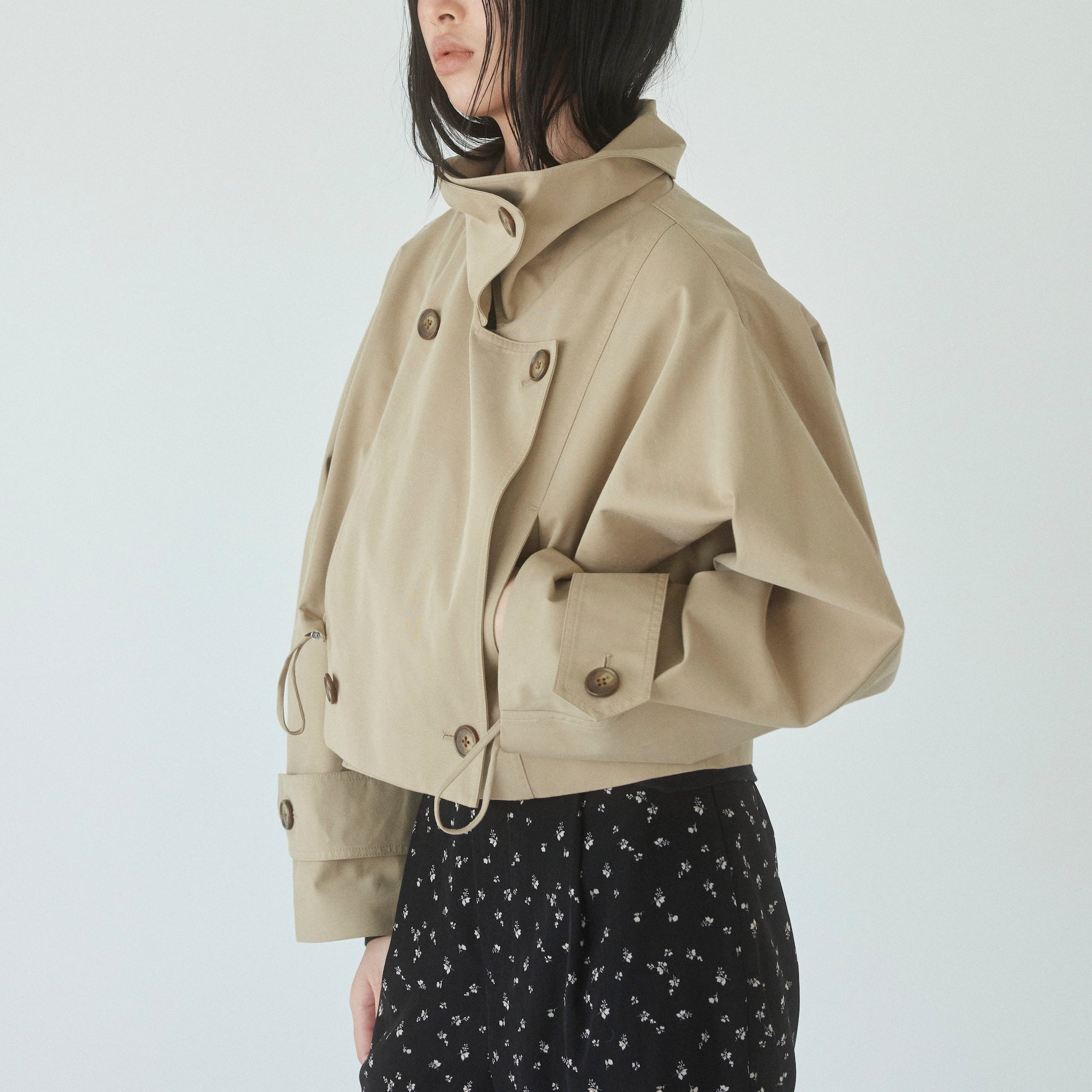 Multi collarショートトレンチコート