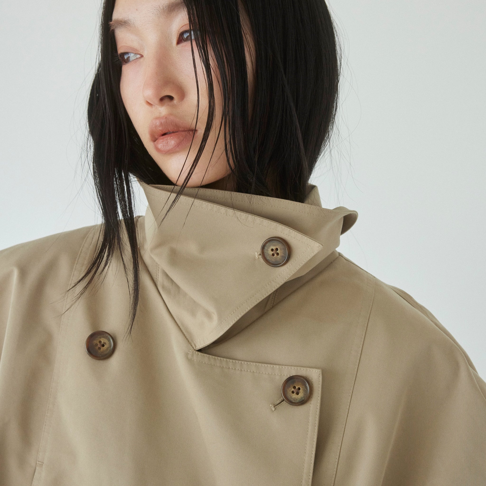 Multi collarショートトレンチコート