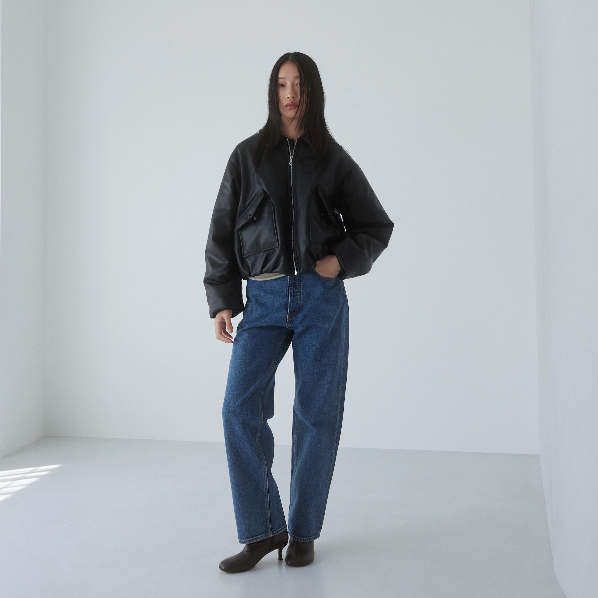 ECOレザーPUFFY Zipブルゾン