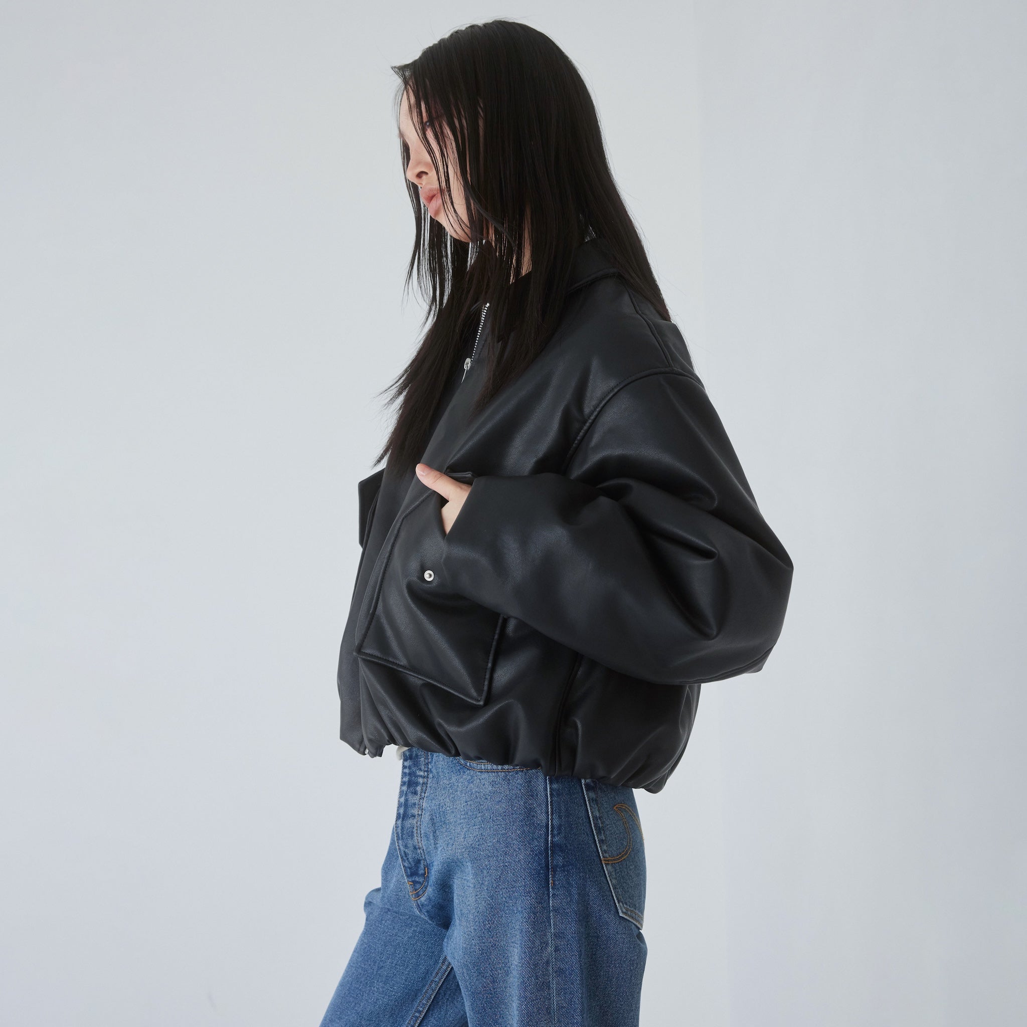 ECOレザーPUFFY Zipブルゾン