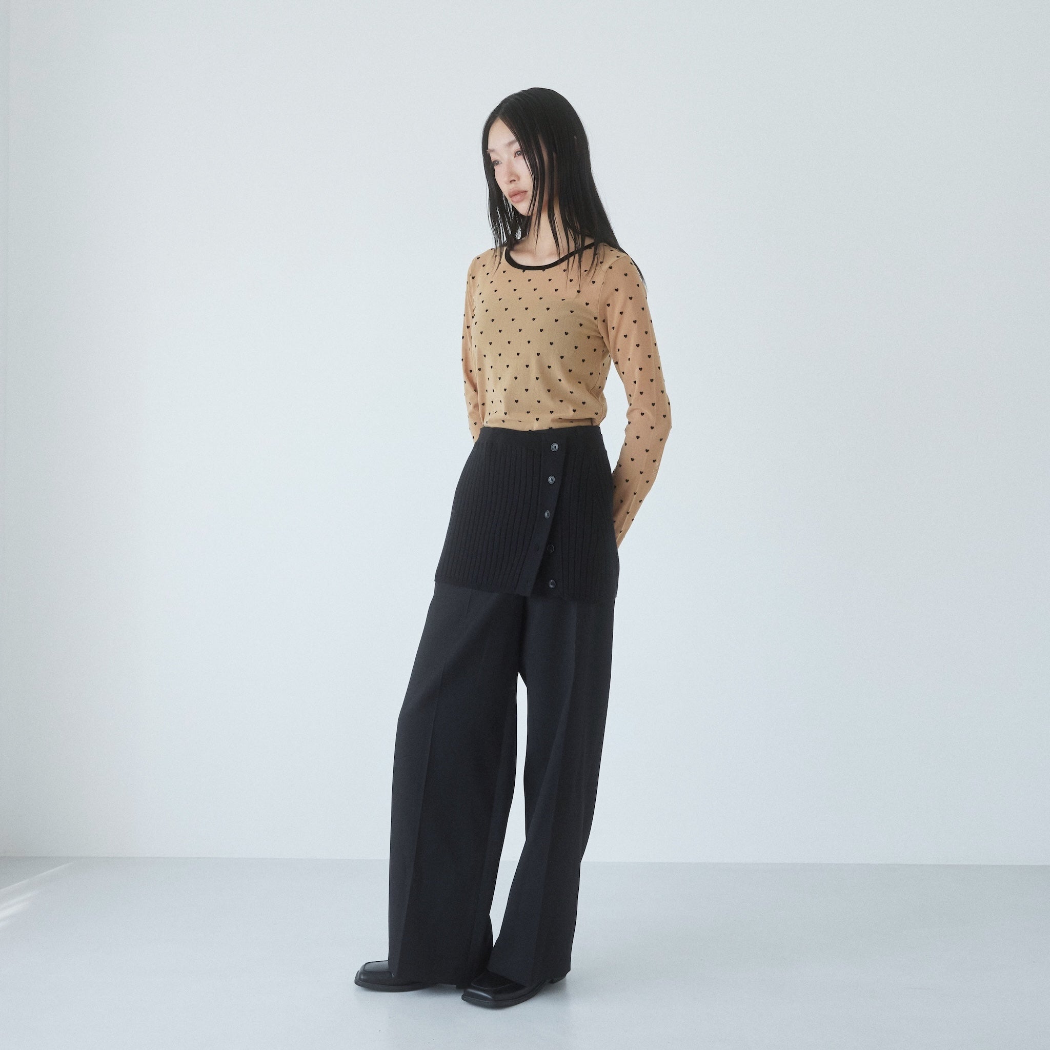 ニットレイヤードスラックス