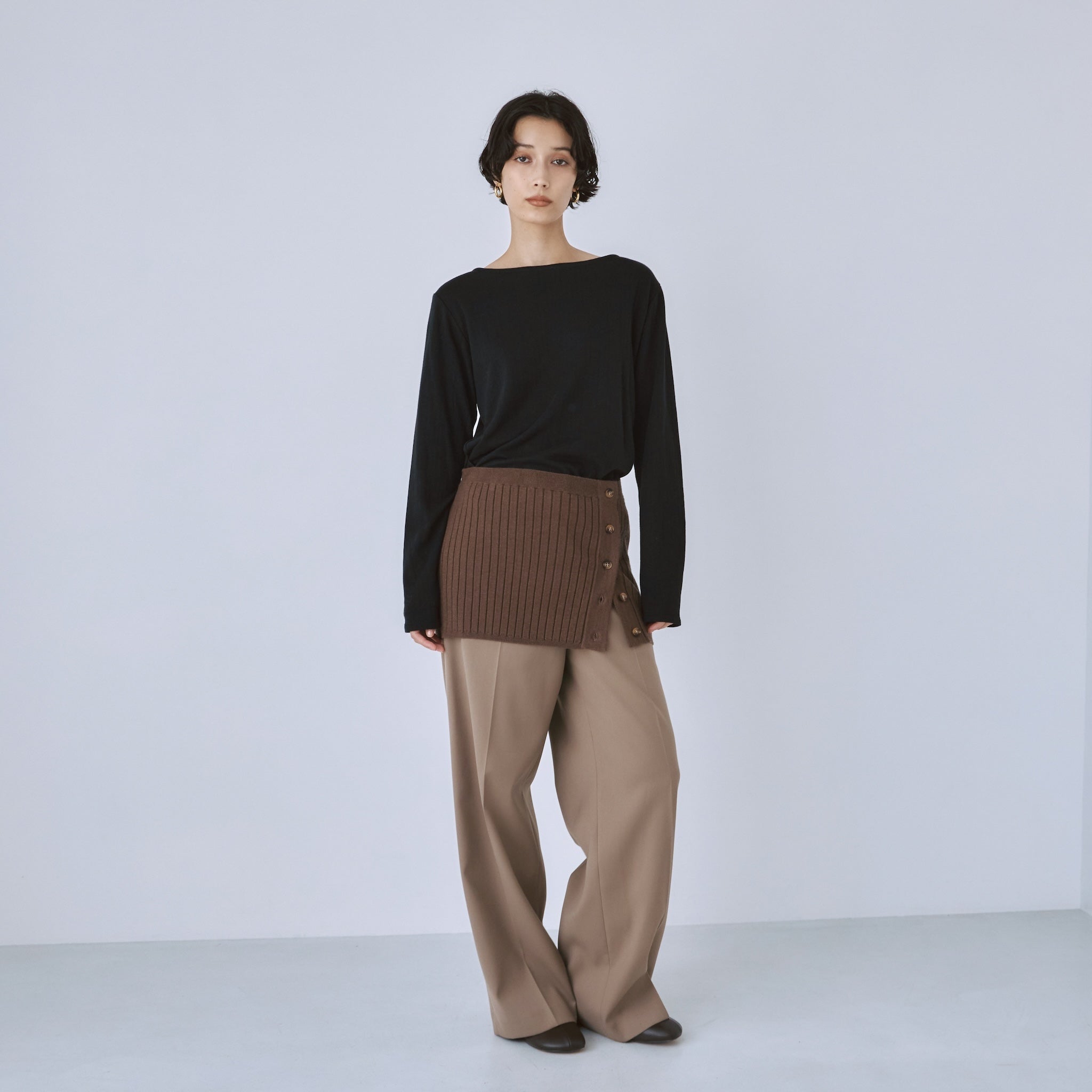 ニットレイヤードスラックス