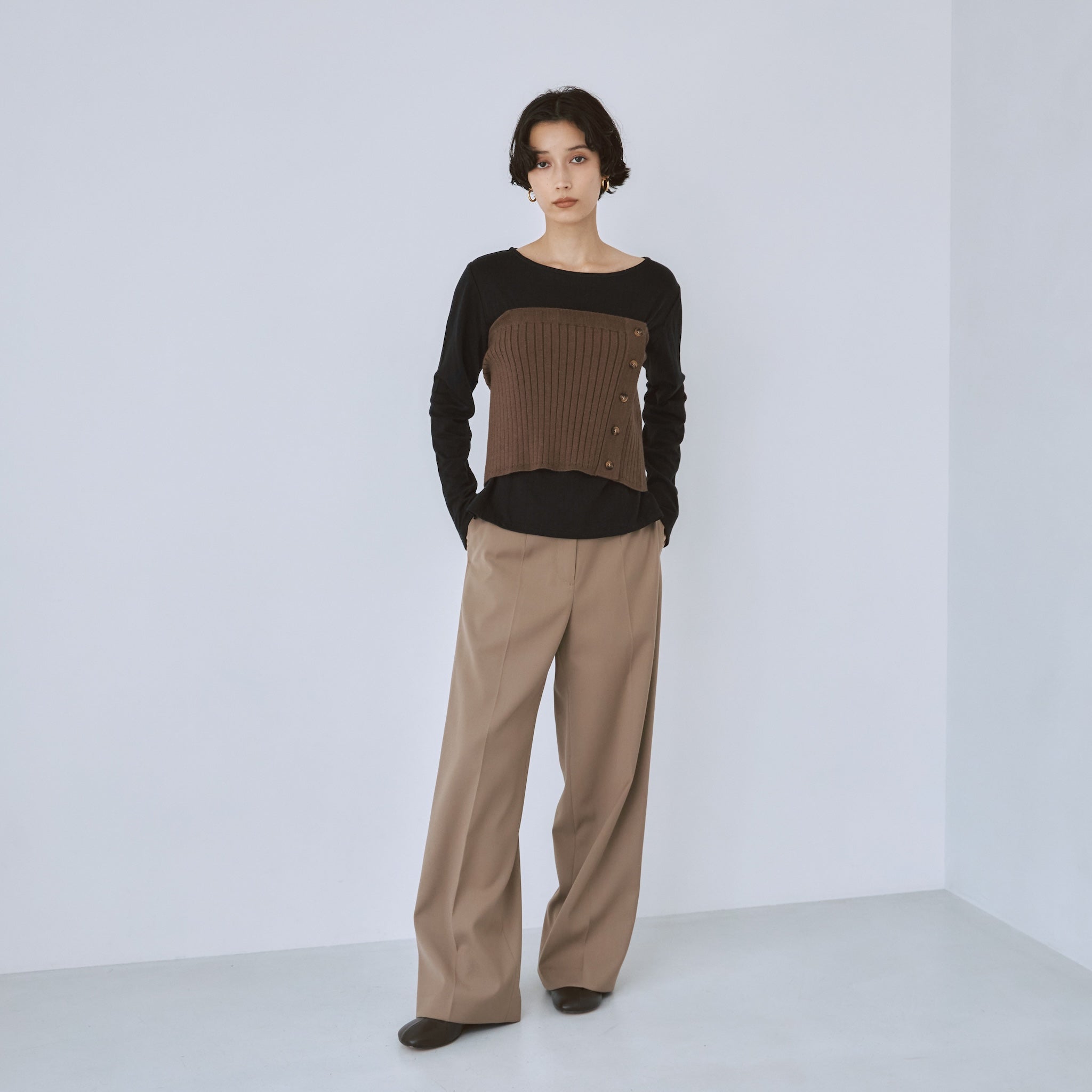 ニットレイヤードスラックス