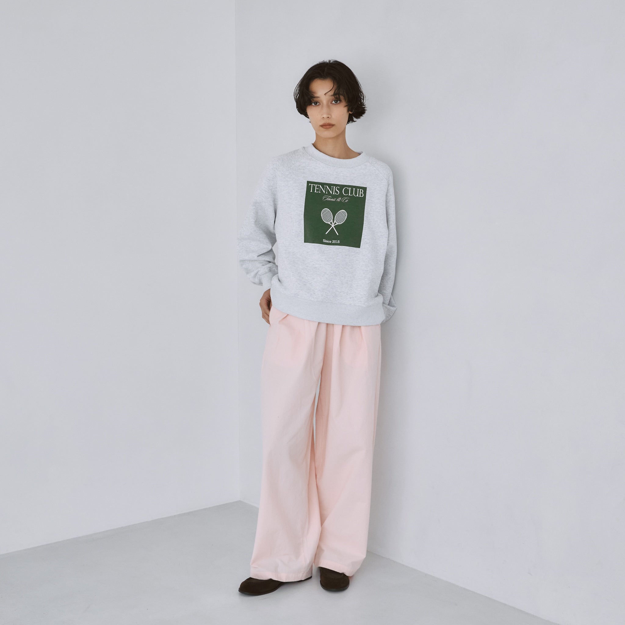Brushed fabric gathered volume pants
