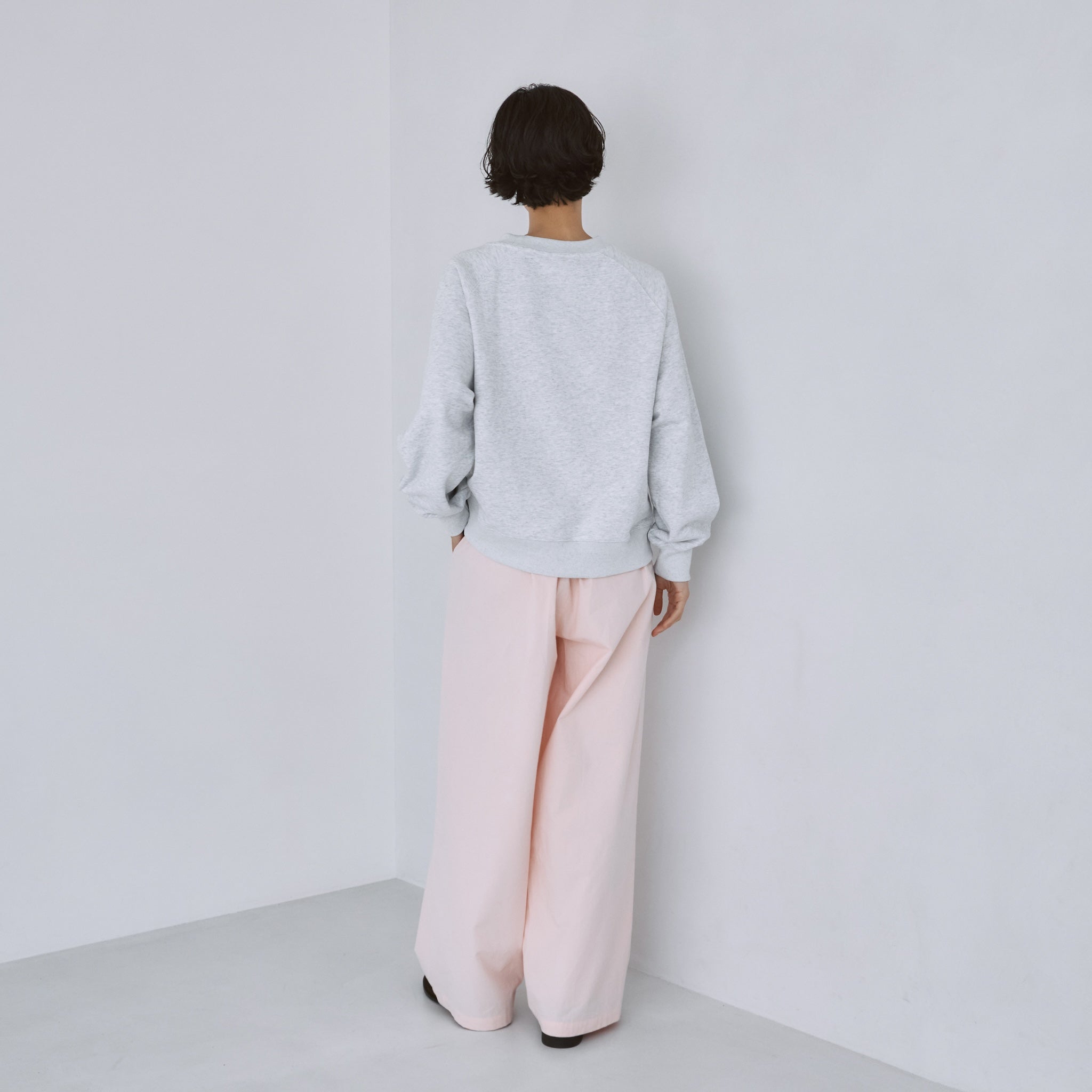 Brushed fabric gathered volume pants
