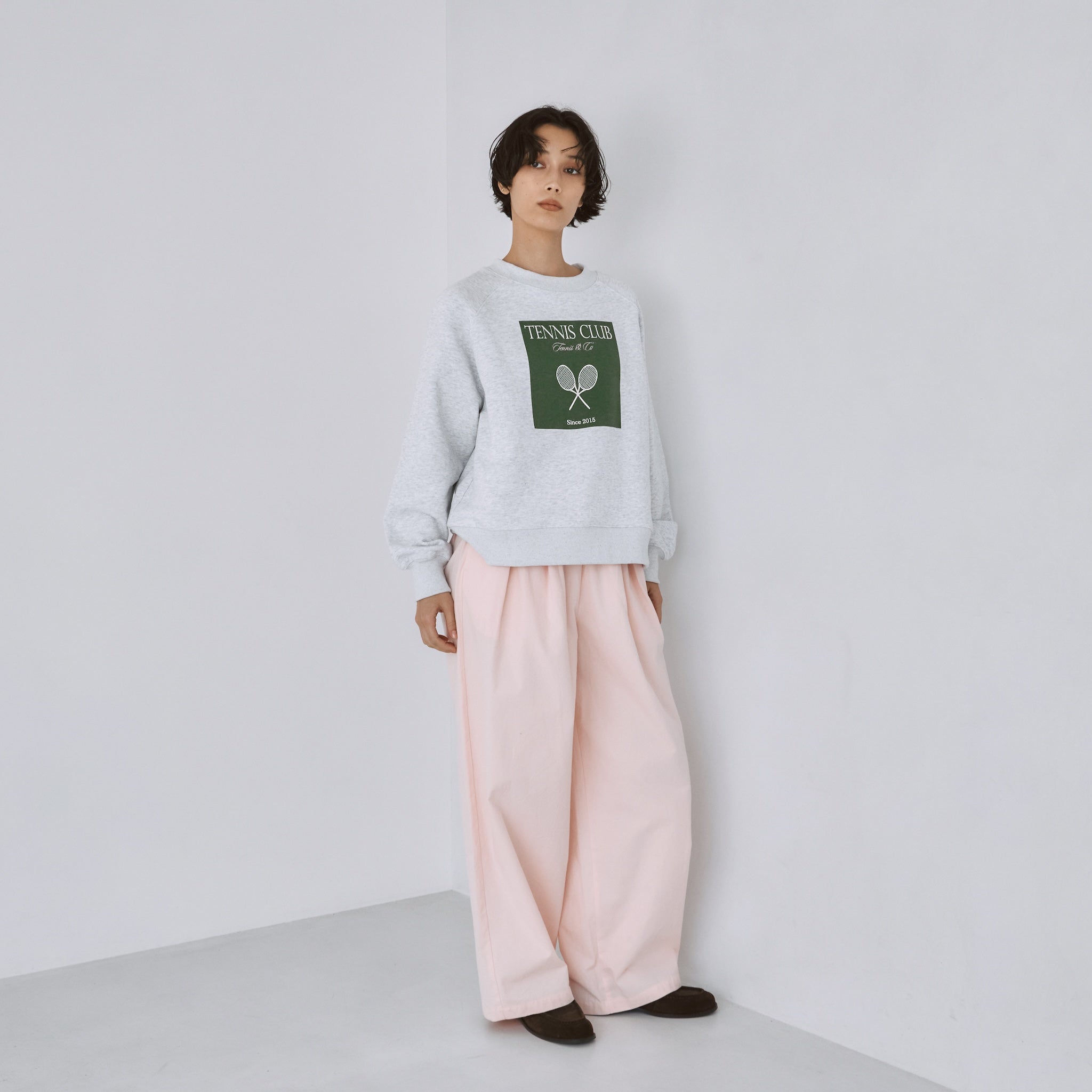 Brushed fabric gathered volume pants