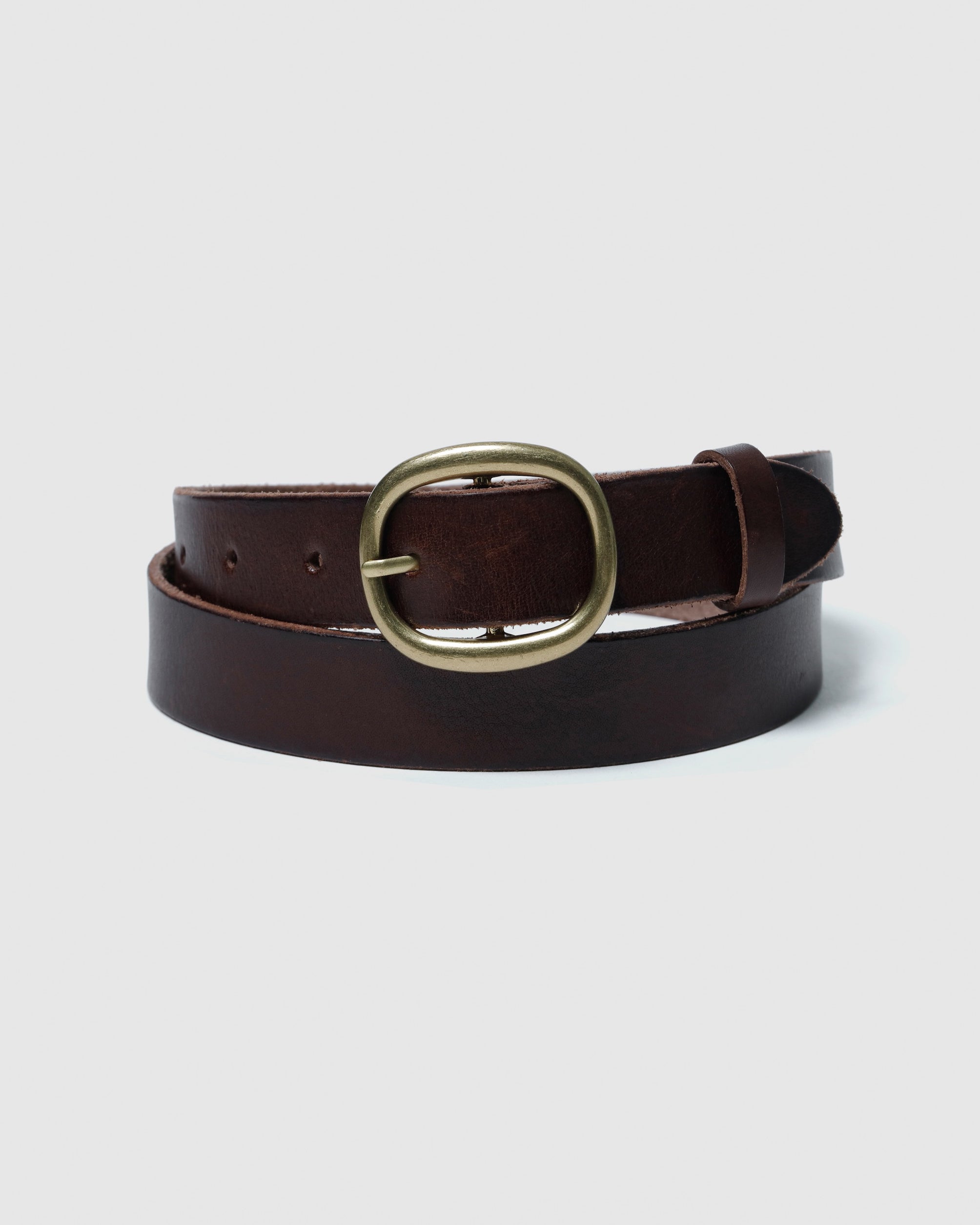 collab round buckle leather belt