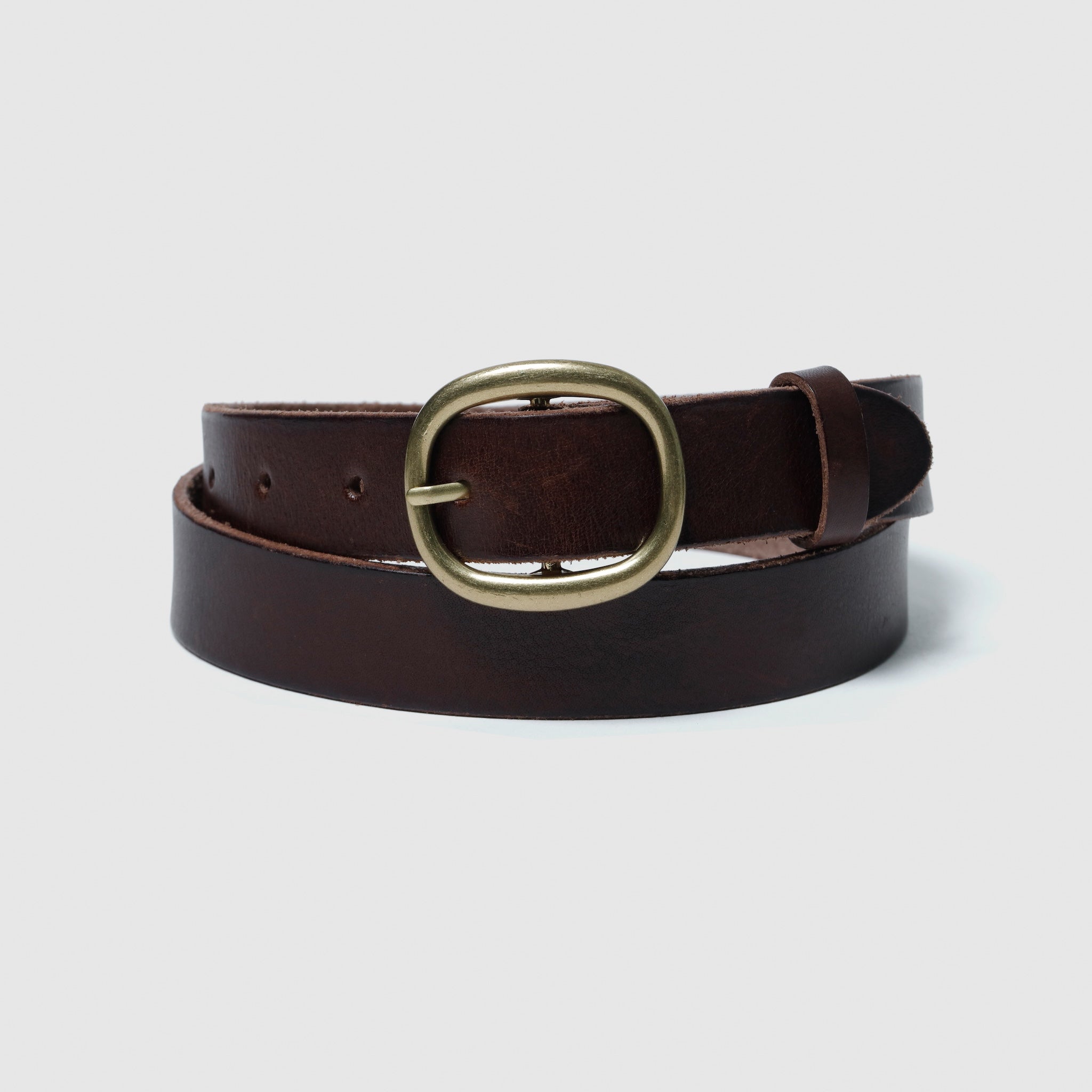 collab round buckle leather belt