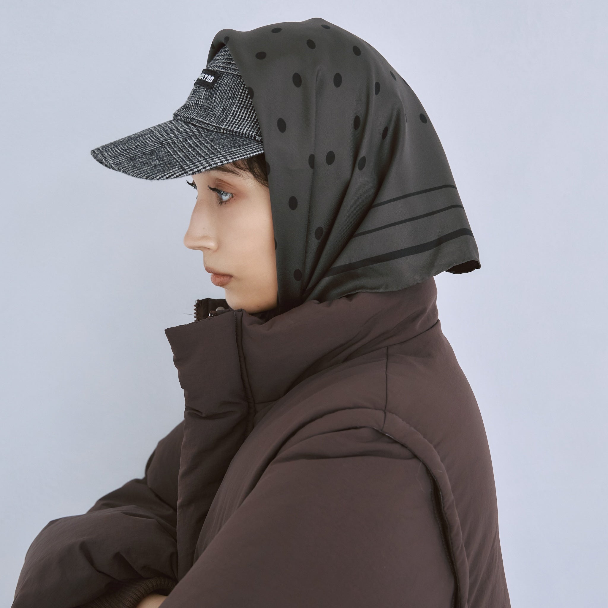 Wool check logo キャップ