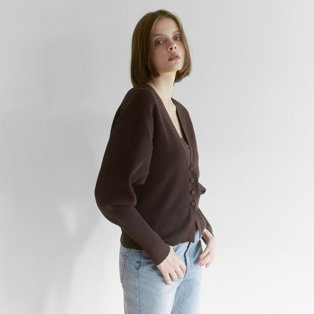Clear Cotton Knit Cardigan