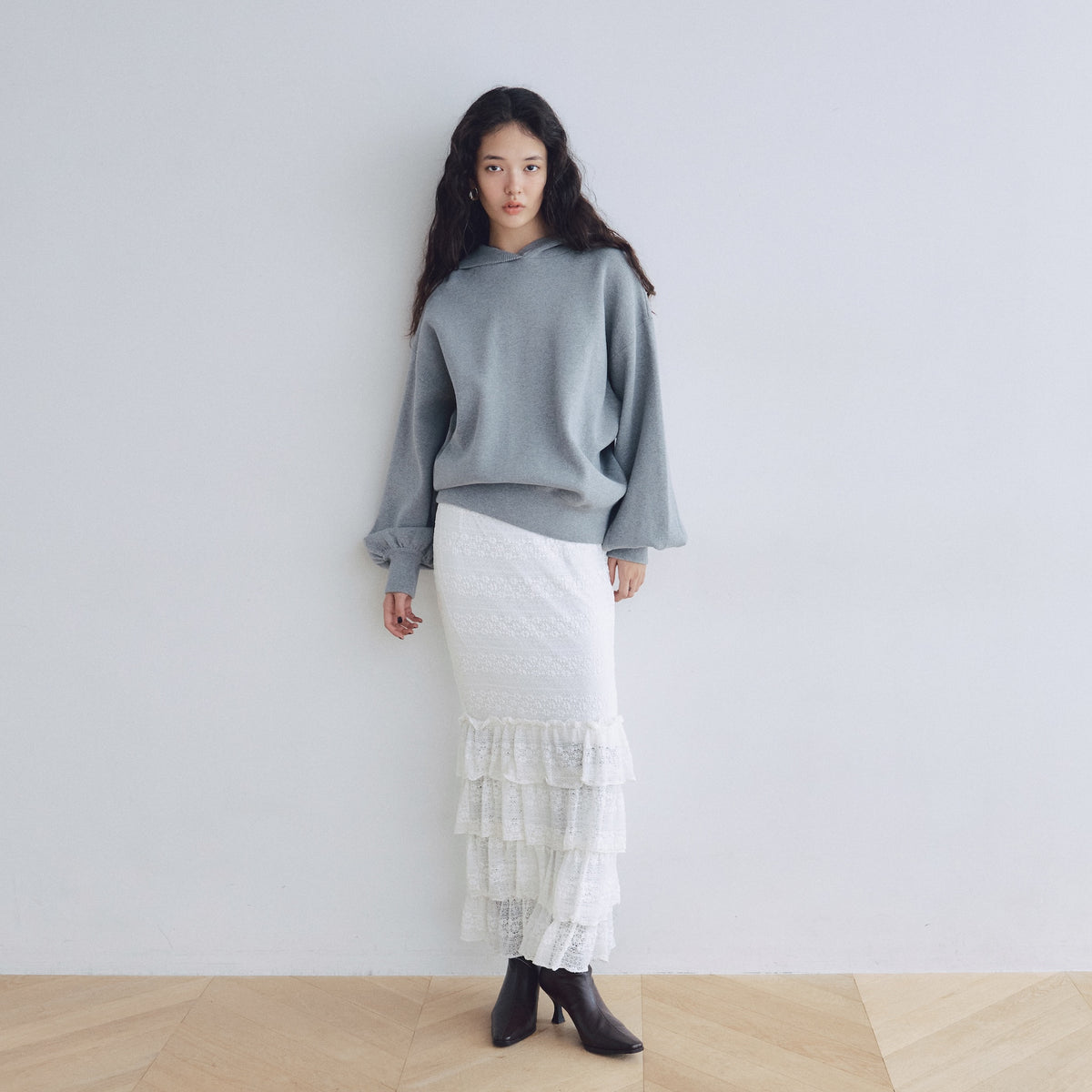 Clear Cotton Knit Hoodie