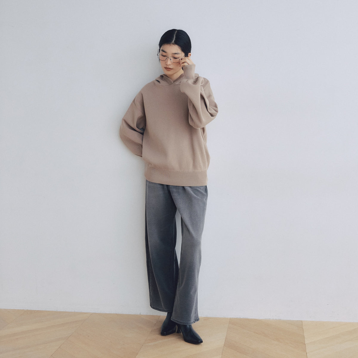 Clear Cotton Knit Hoodie