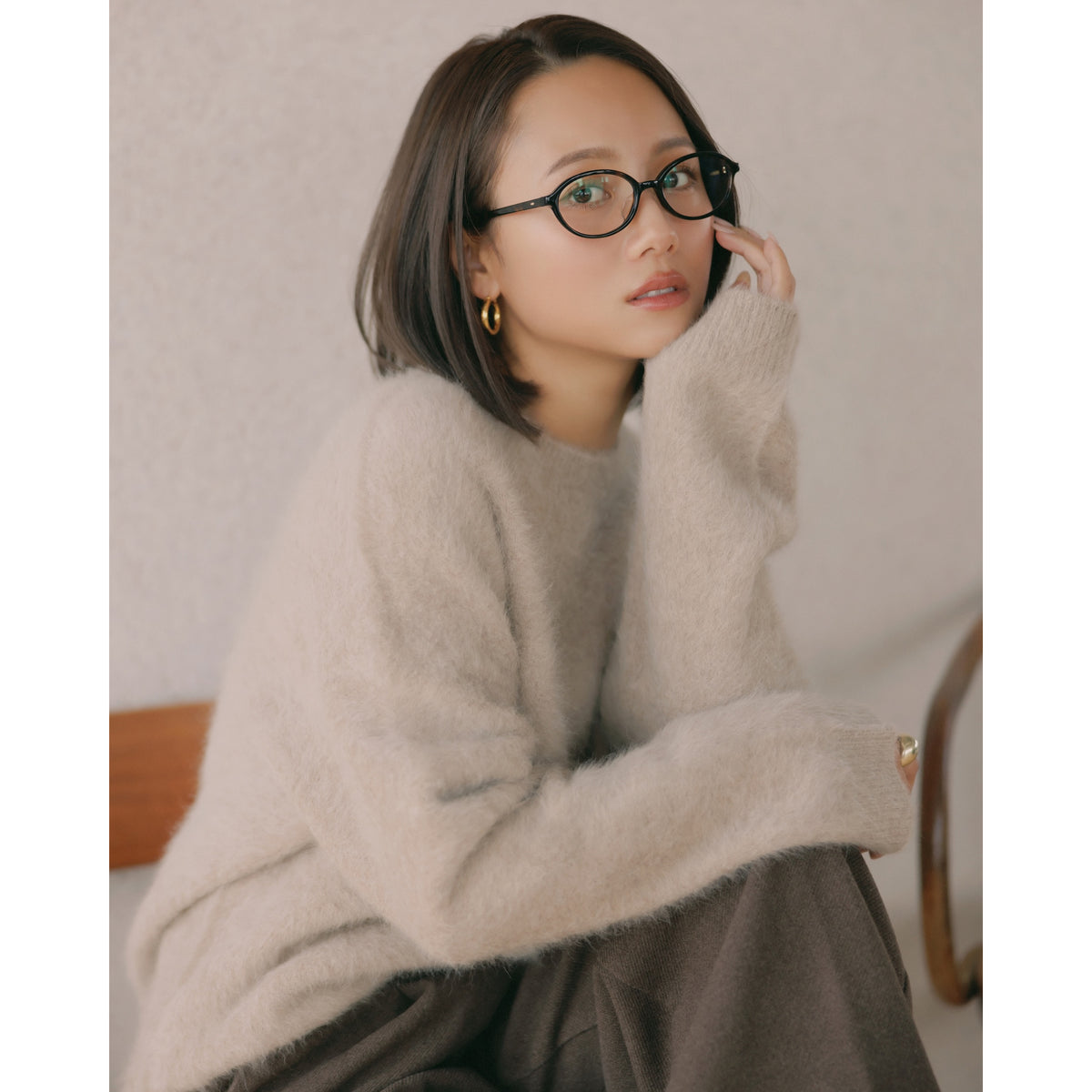 collab Fox Cashmereニットプルオーバー