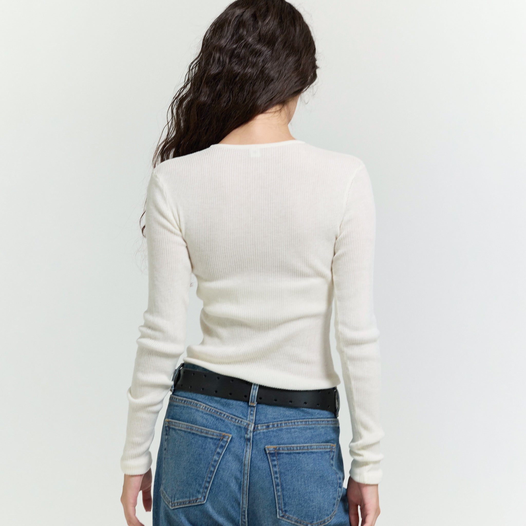 Front Ribbon RIBニットトップス