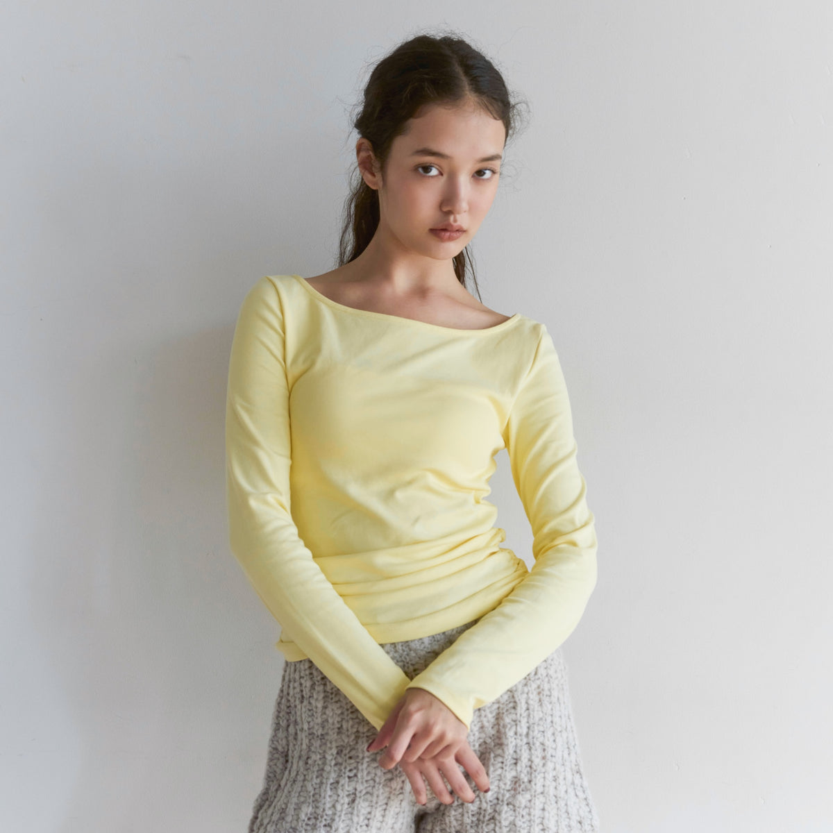 Back Cross Padded Boat Neck Top