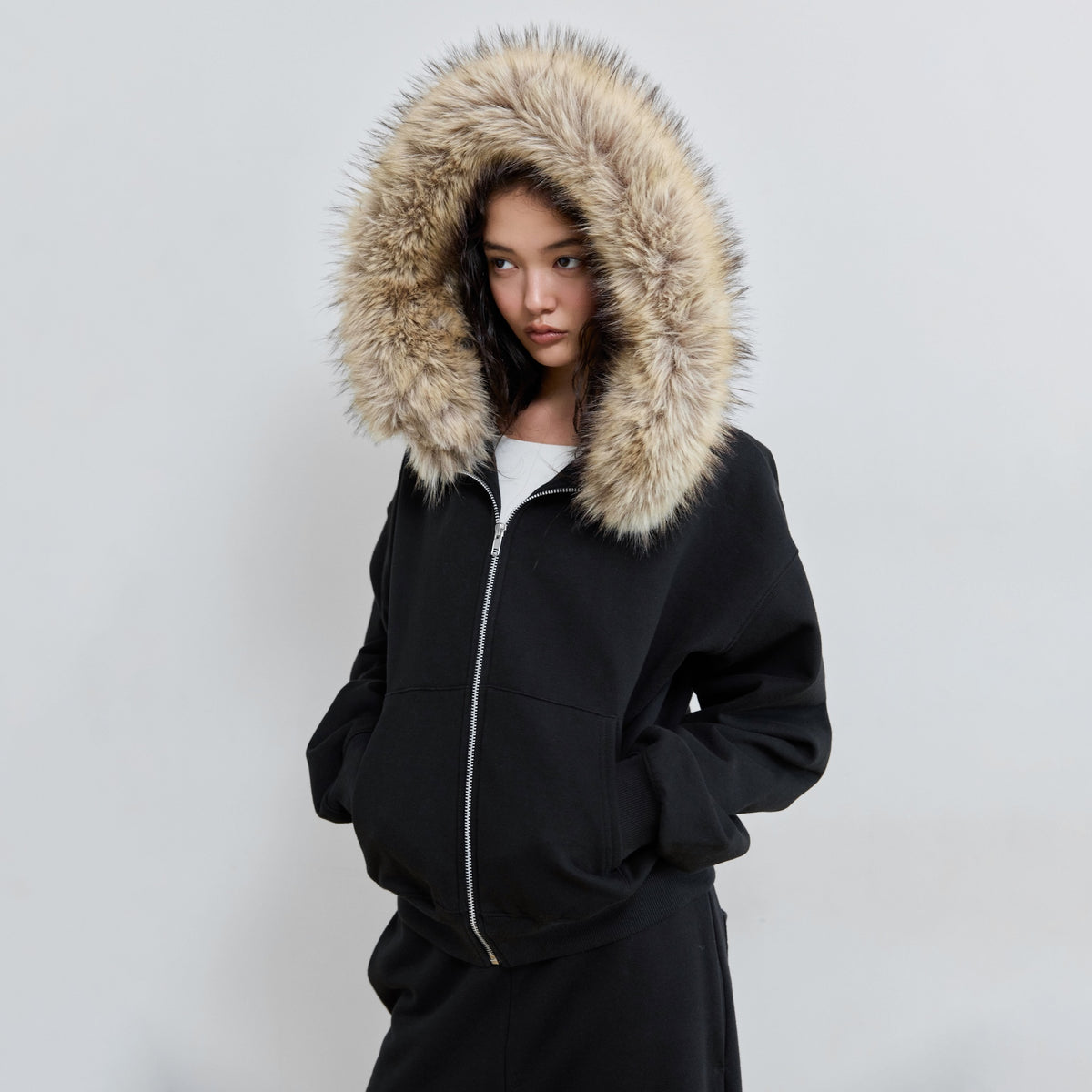 Mid-weight Sweat Fur Hoodie