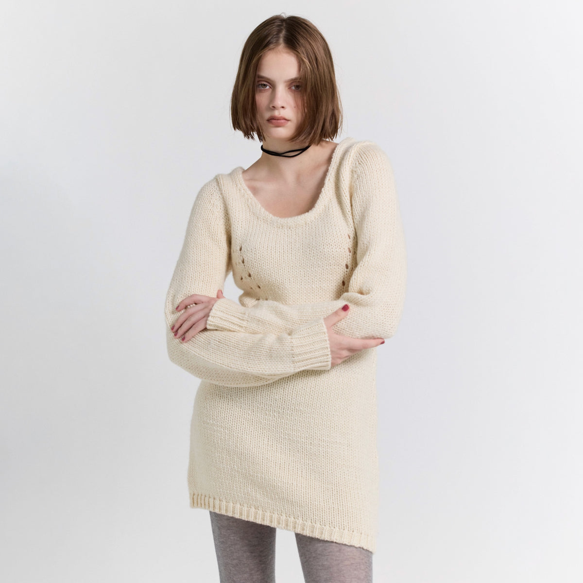 Roving Yarn Knit Tunic Top
