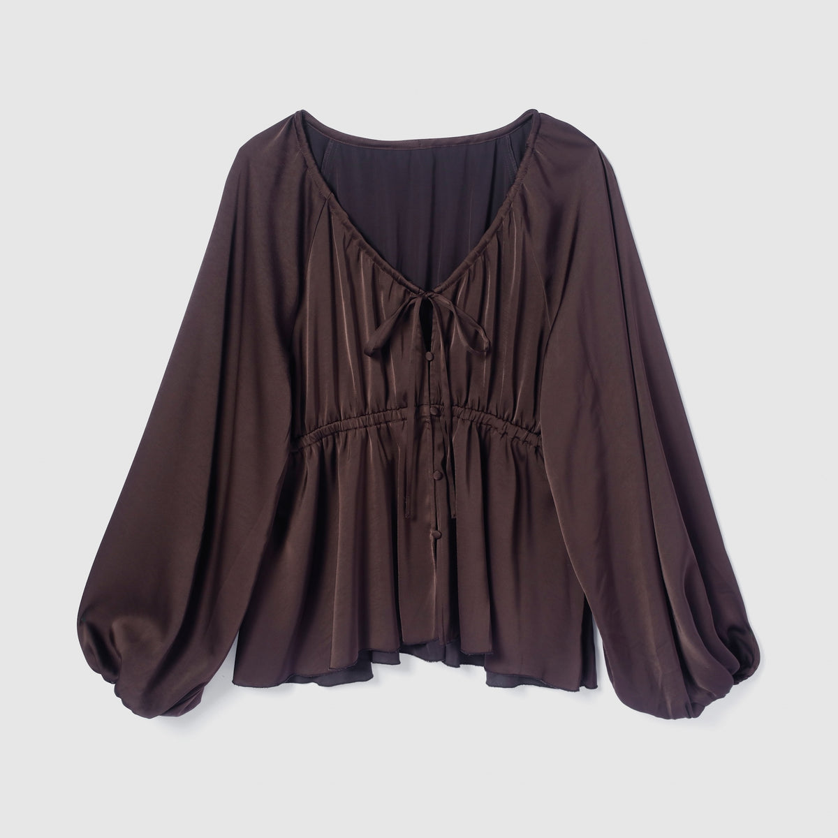 Vintage Satin Gathered Waist Blouse
