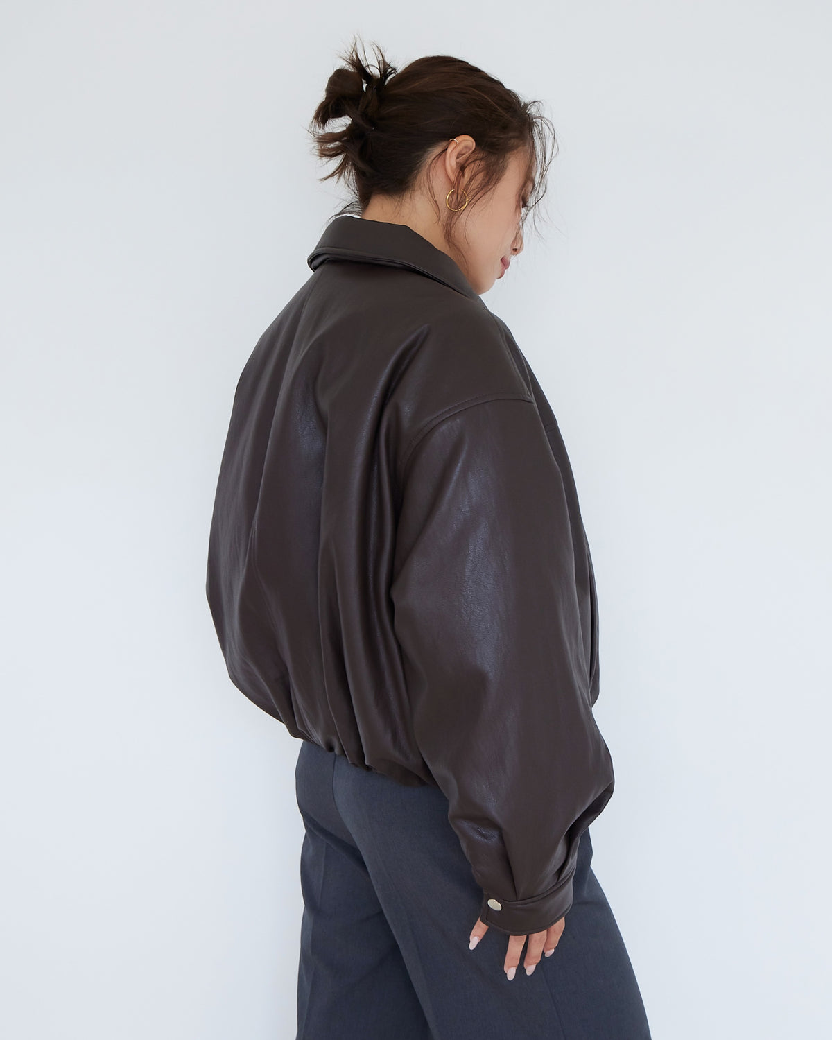 collab ECOレザーボンバージャケット