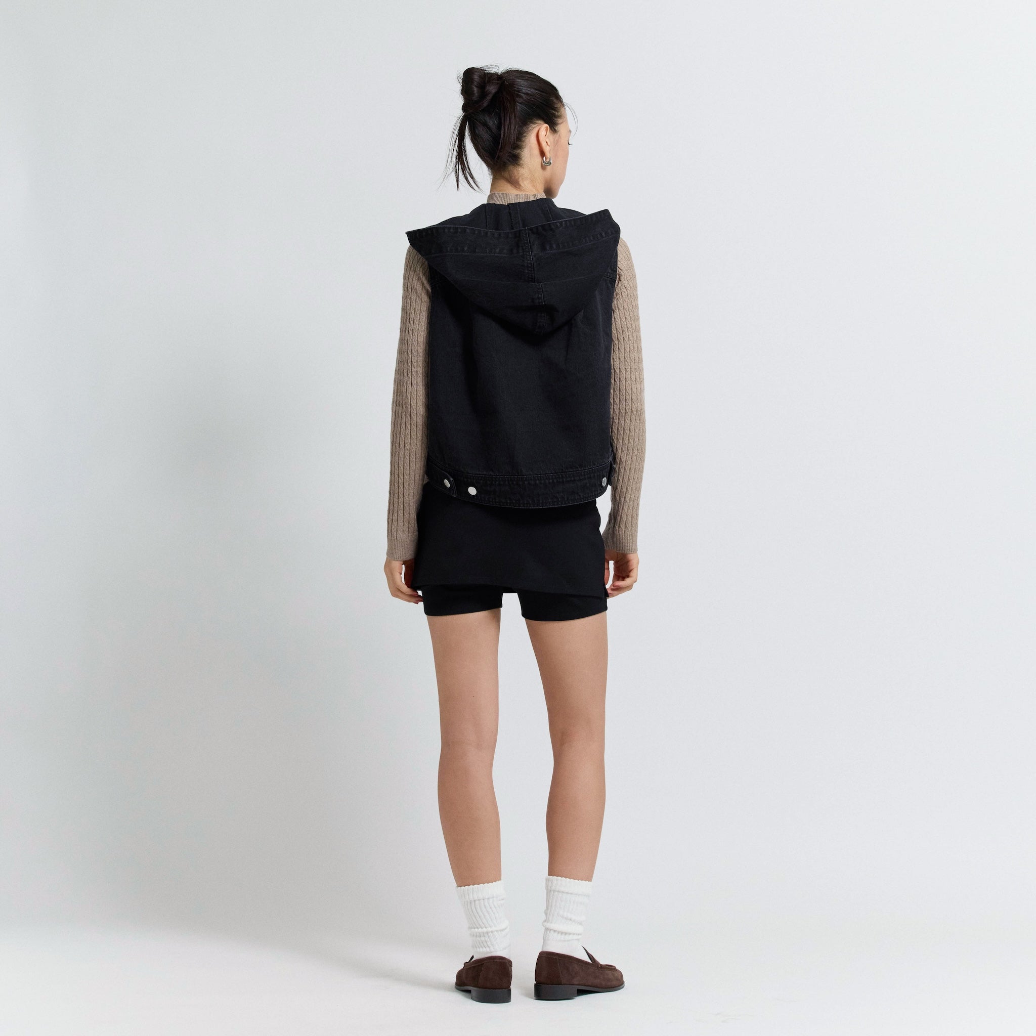 セーラーHoodieクロップドデニムベスト