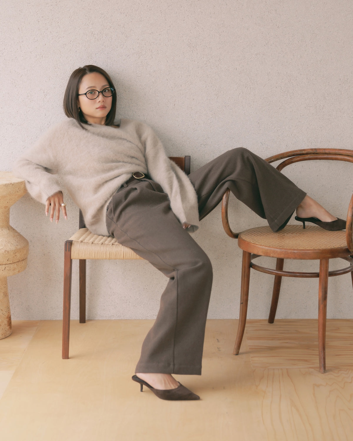 collab Brushed Serge Tuck Slacks