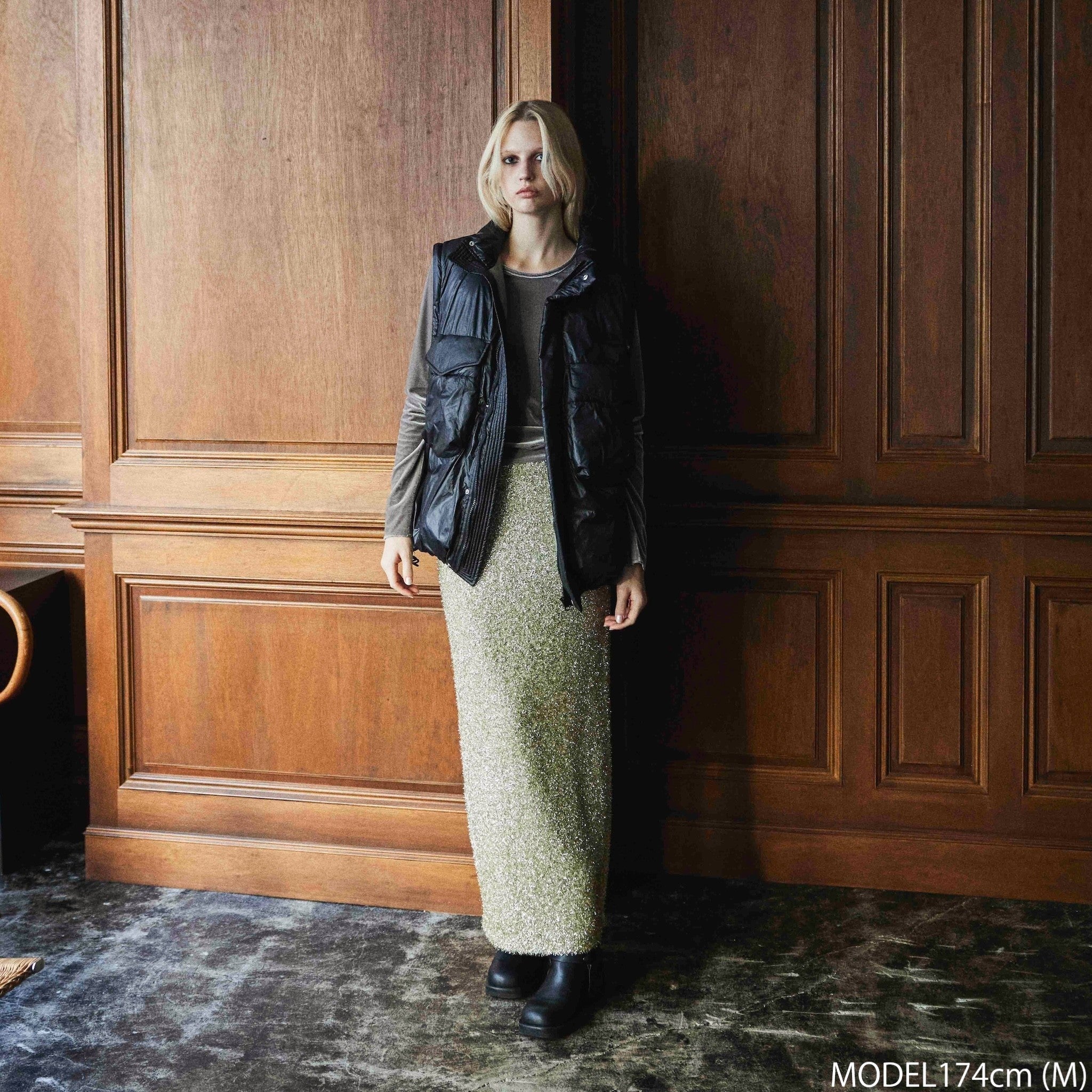 Glitter Shaggy Yarn Straight Skirt