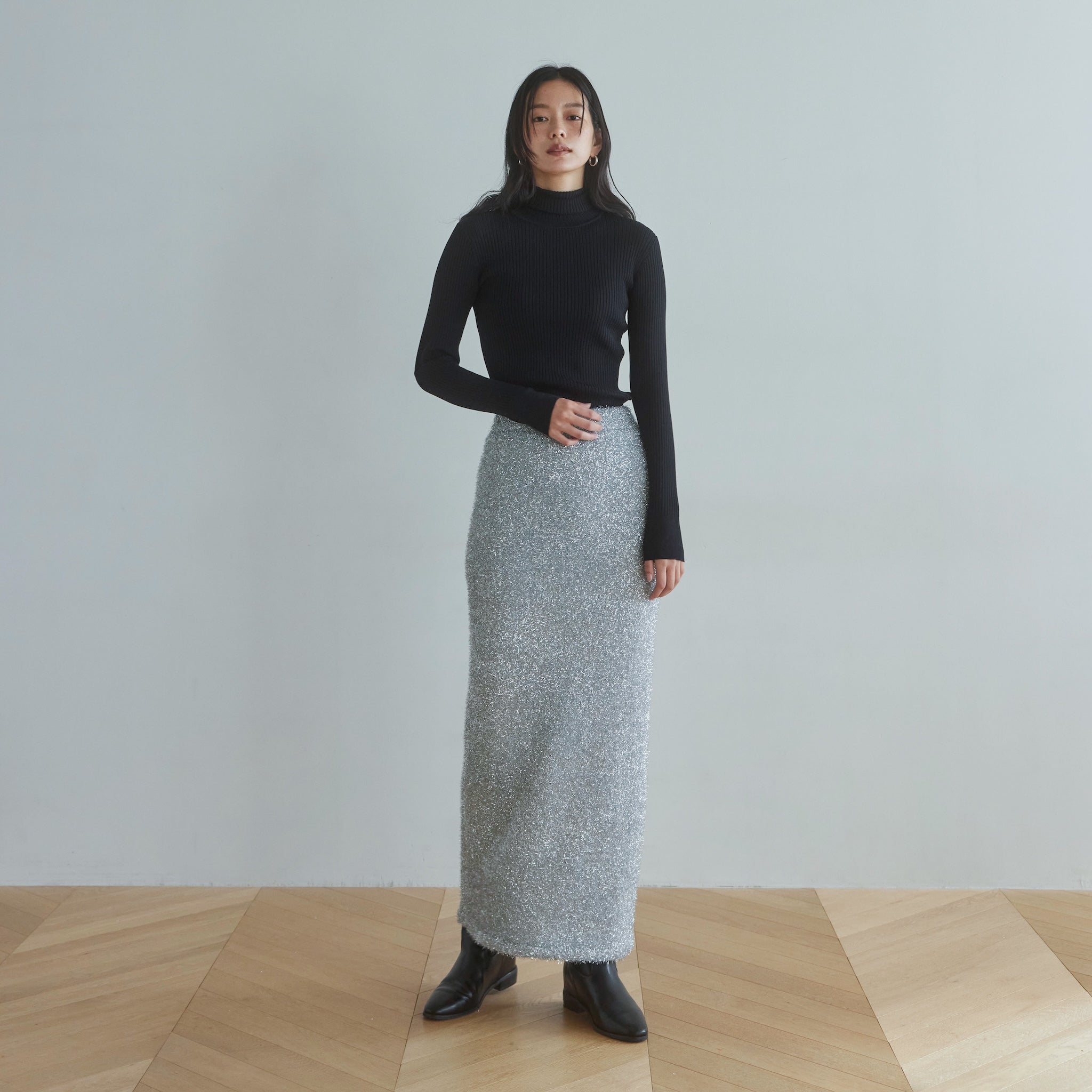Glitter Shaggy Yarn Straight Skirt