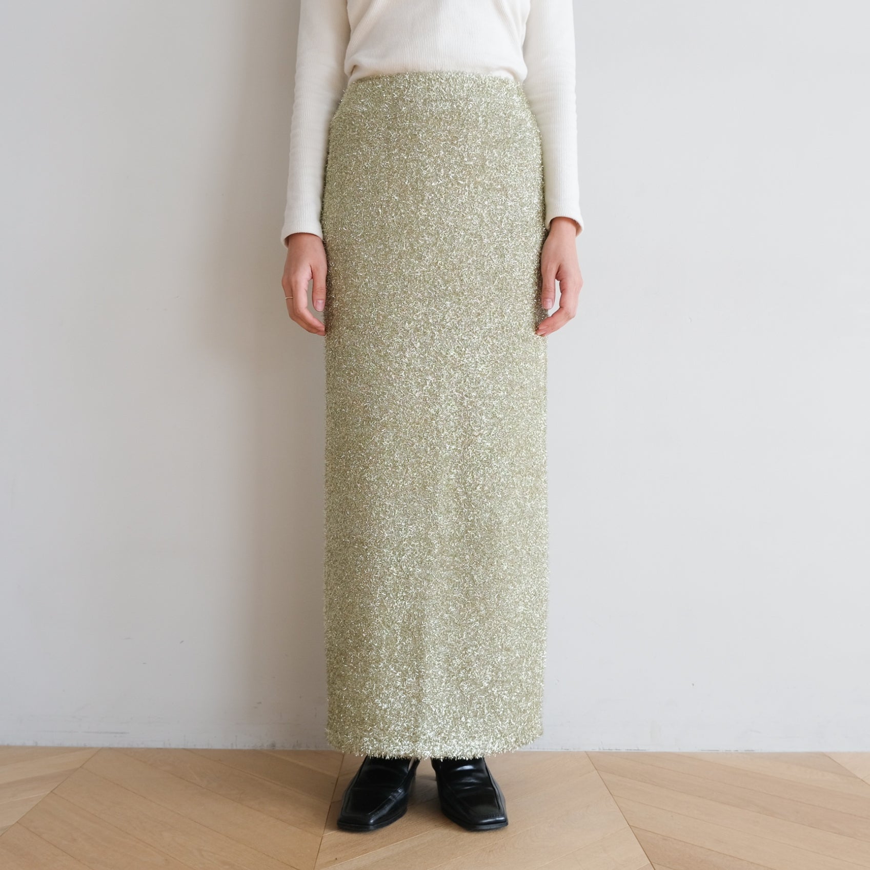 Glitter Shaggy Yarn Straight Skirt