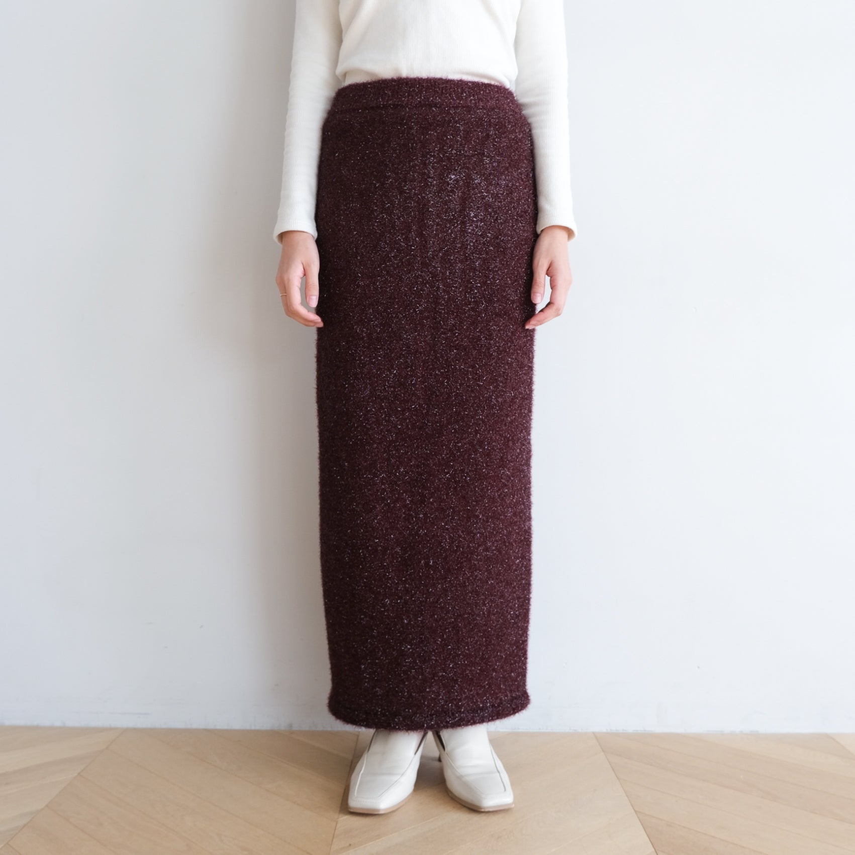 Glitter Shaggy Yarn Straight Skirt