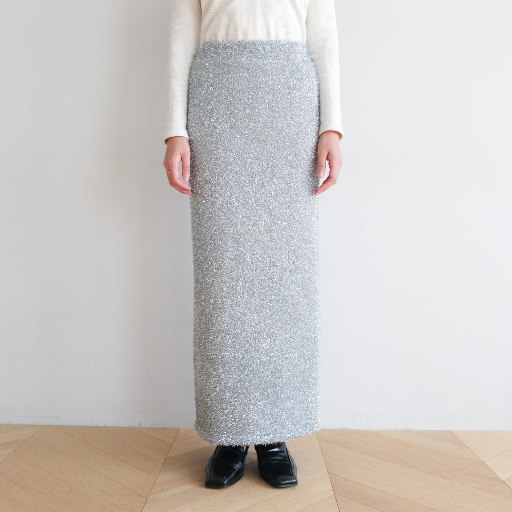 Glitter Shaggy Yarn Straight Skirt