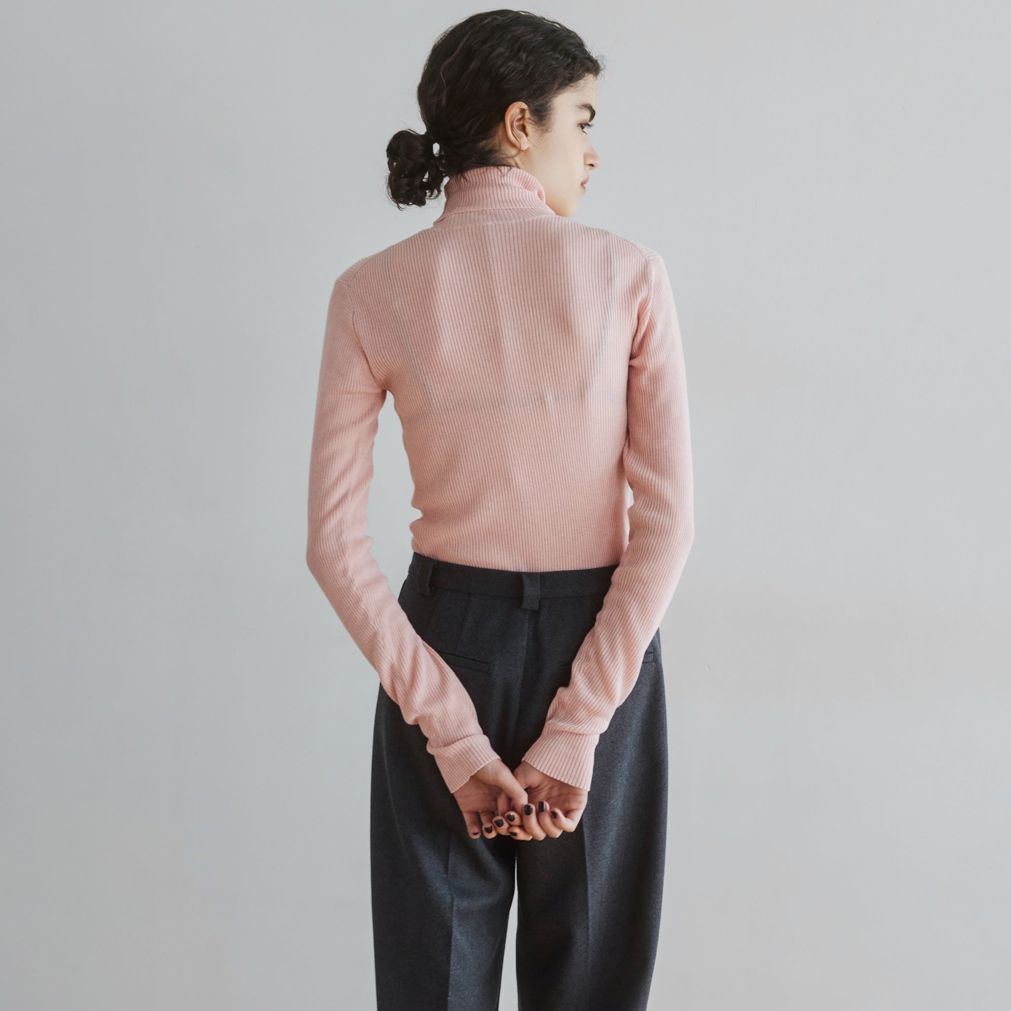 Sheer RIB Knitタートルトップス