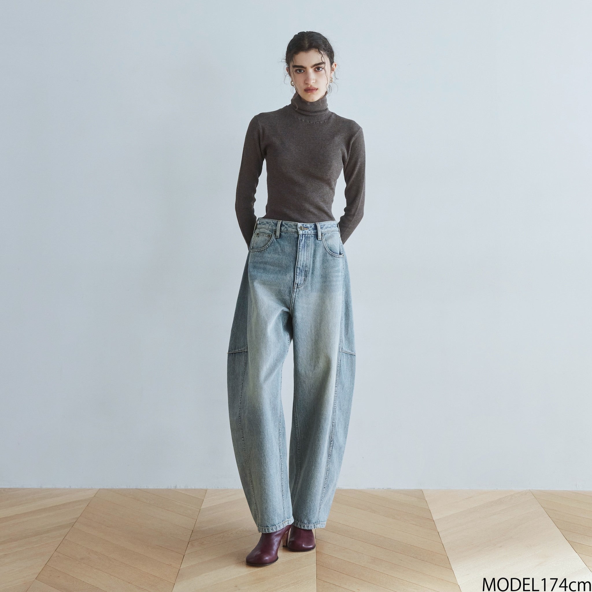 Sheer RIB Knitタートルトップス