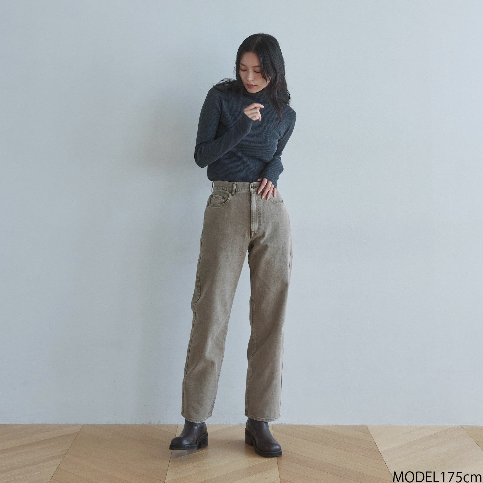 Sheer RIB Knitタートルトップス