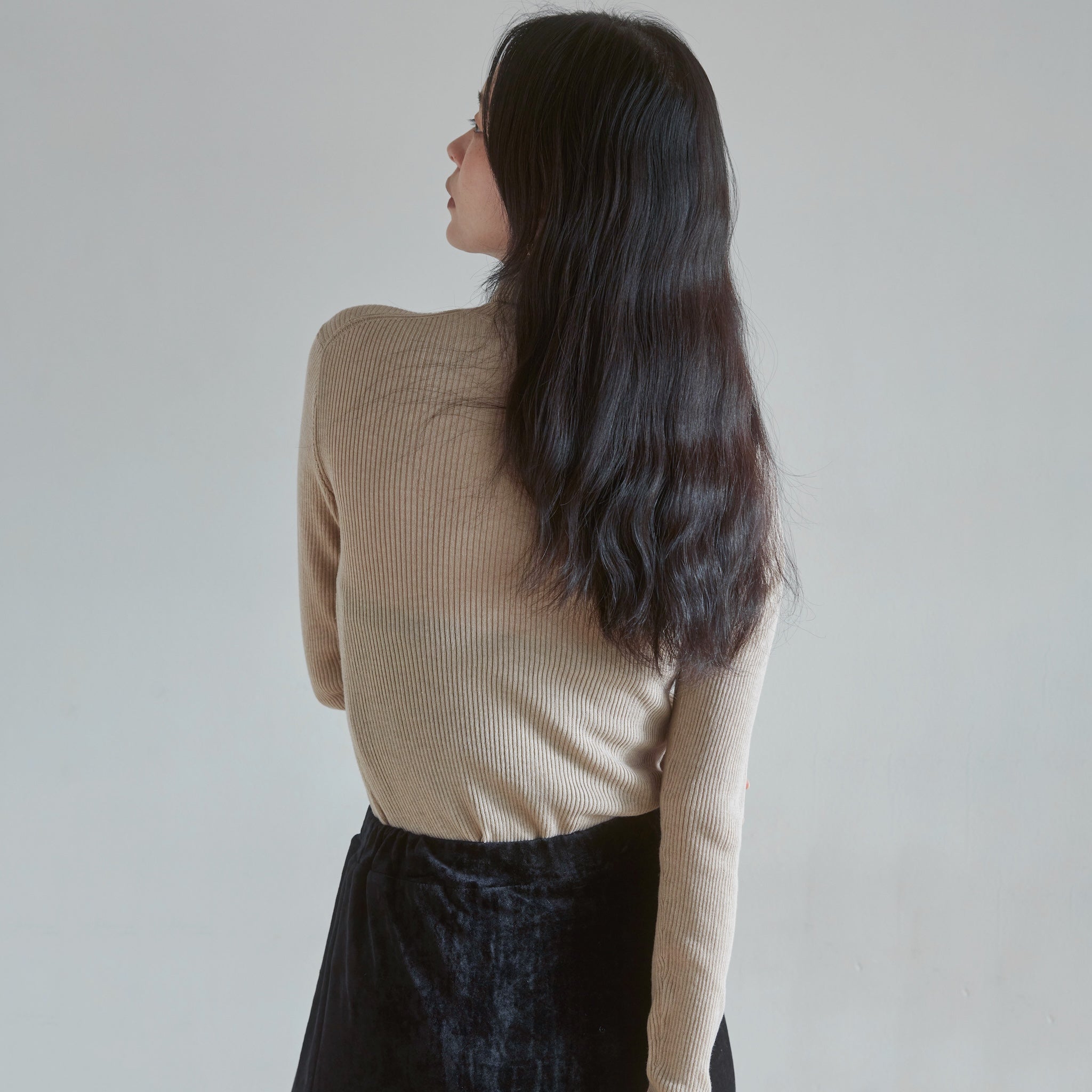 Sheer RIB Knitタートルトップス