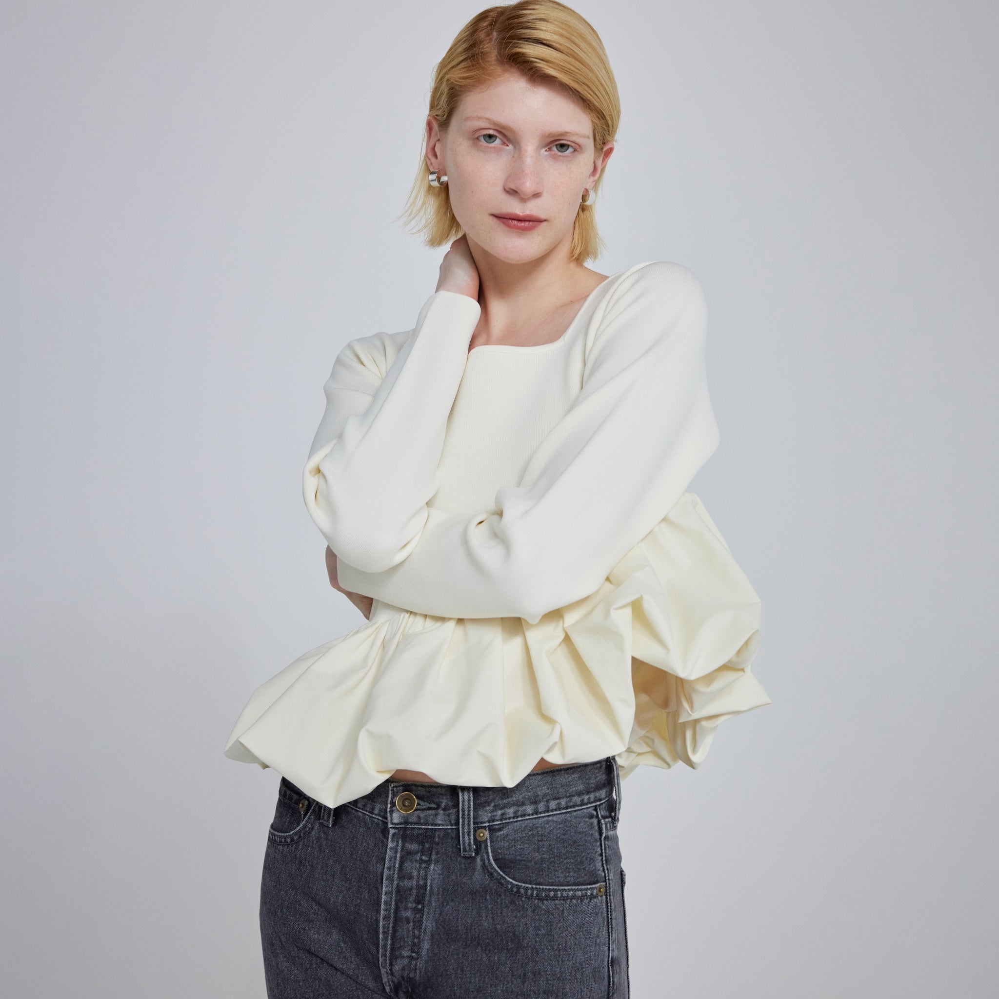 Knit Docking Asymmetric Balloon Top