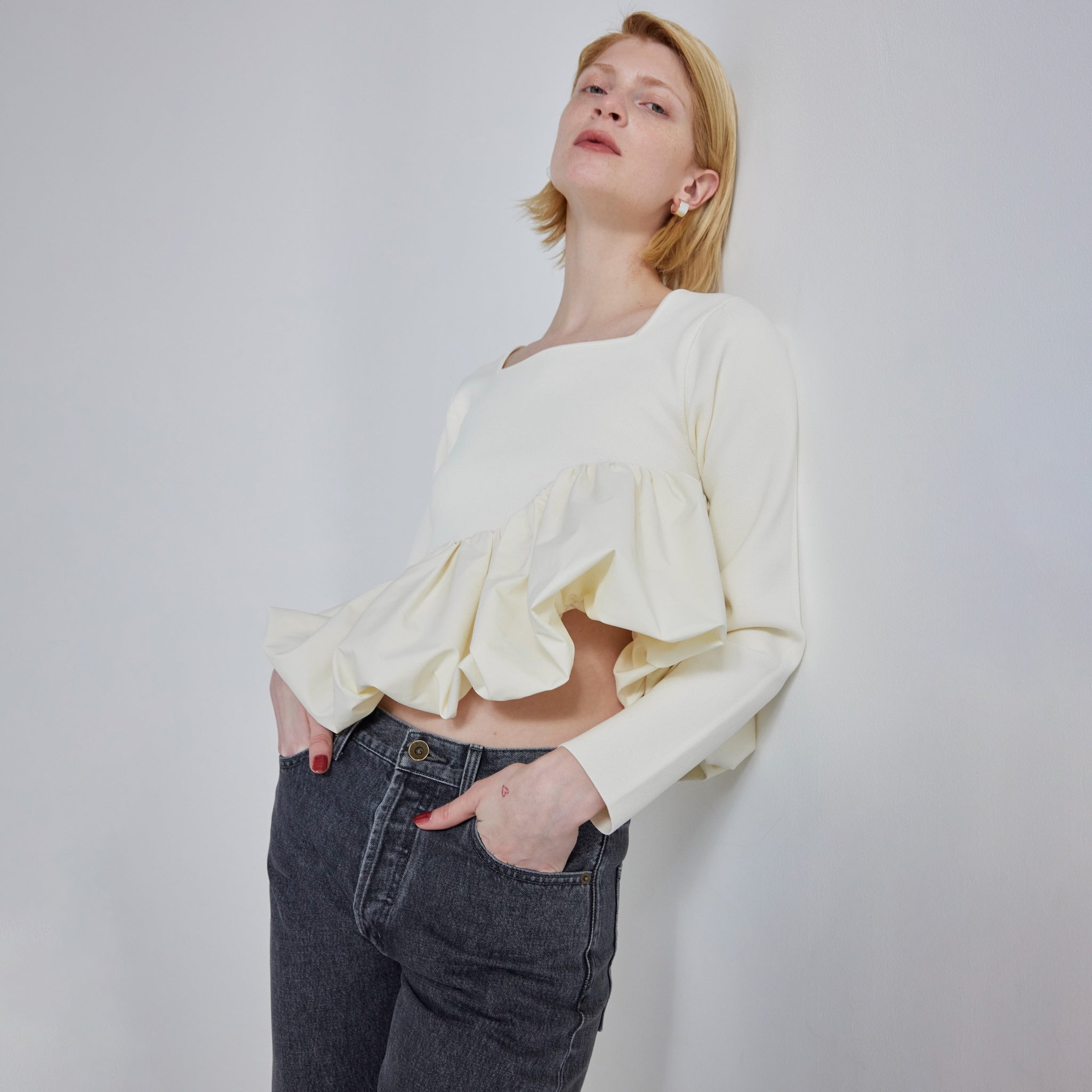 Knit Docking Asymmetric Balloon Top